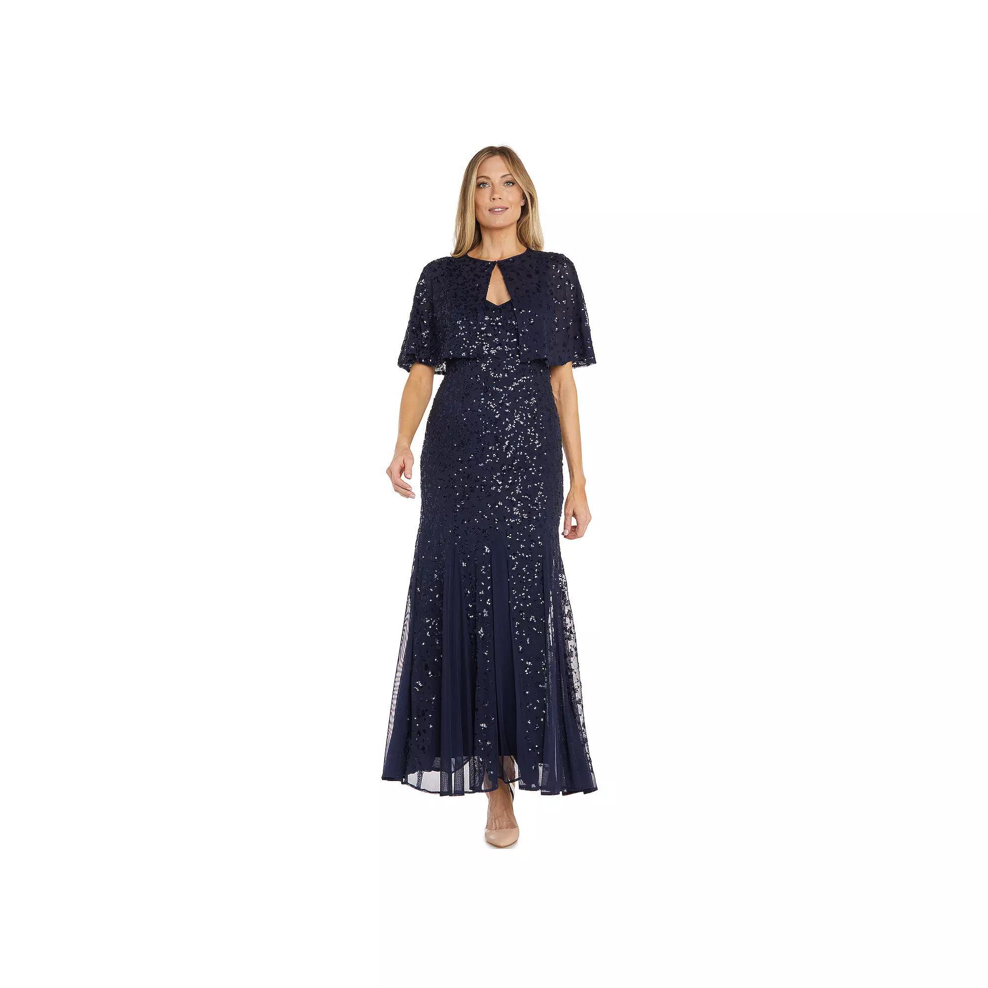 Women's R&M Richards Bolero Jacket With Long Beaded And Sequin Dress,  Product Image