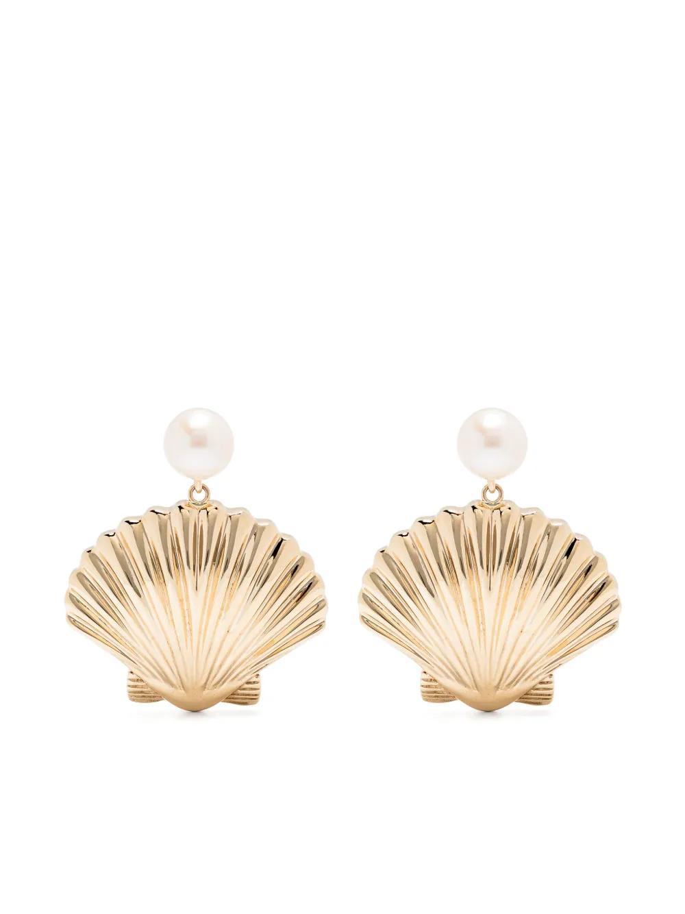 MATEO 14kt Yellow Gold Venus Pearl Shell Earrings Product Image