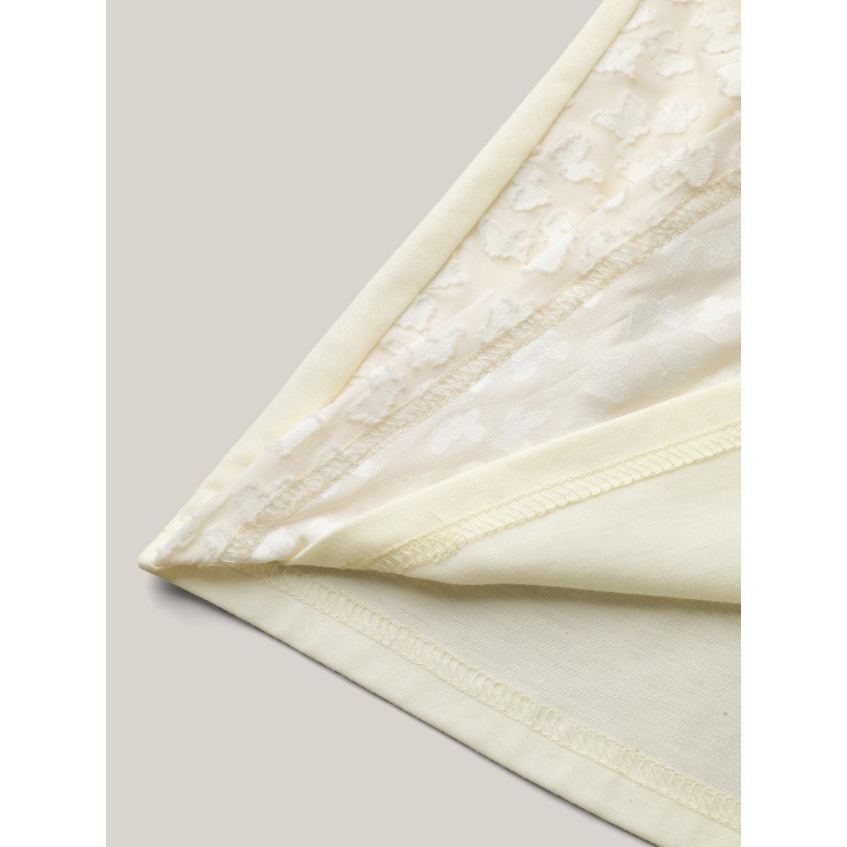 Plus Size Textured Off-Shoulder Lined T-Shirt Beige Women Elegant Texture Round Neck Everyday T-shirts BloomChic 28/5X Product Image