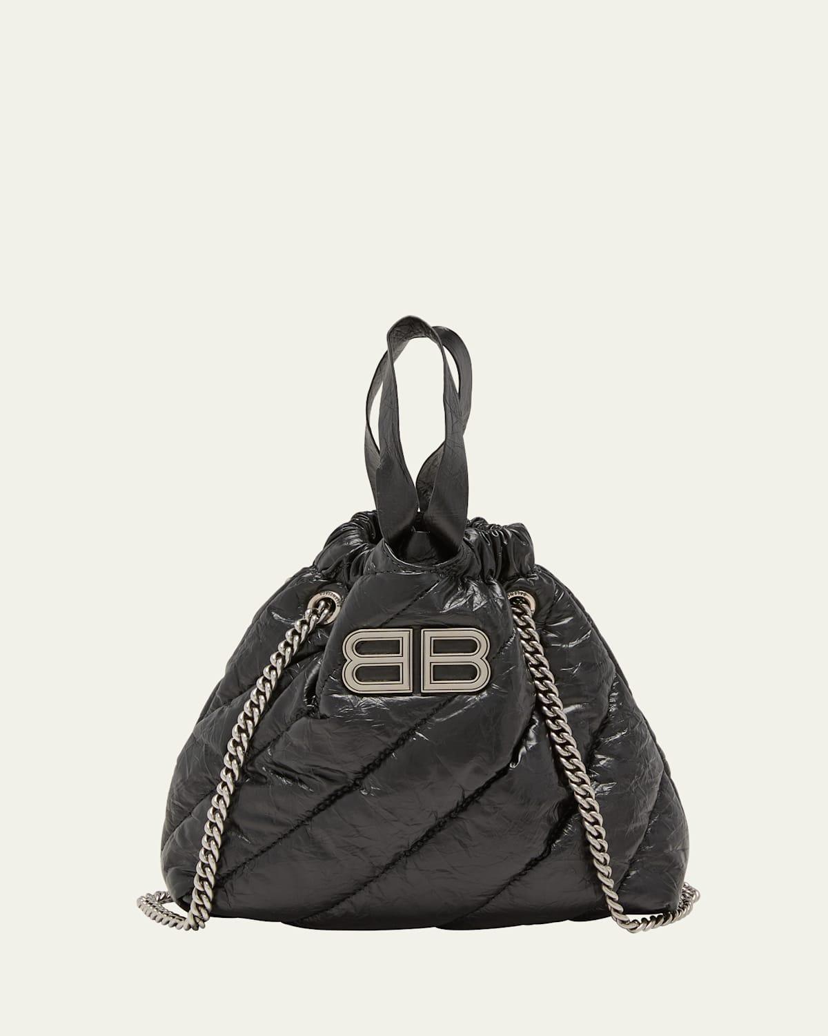 BALENCIAGA Crush Logo-plaque Quilted Leather Tote Bag In Black Product Image