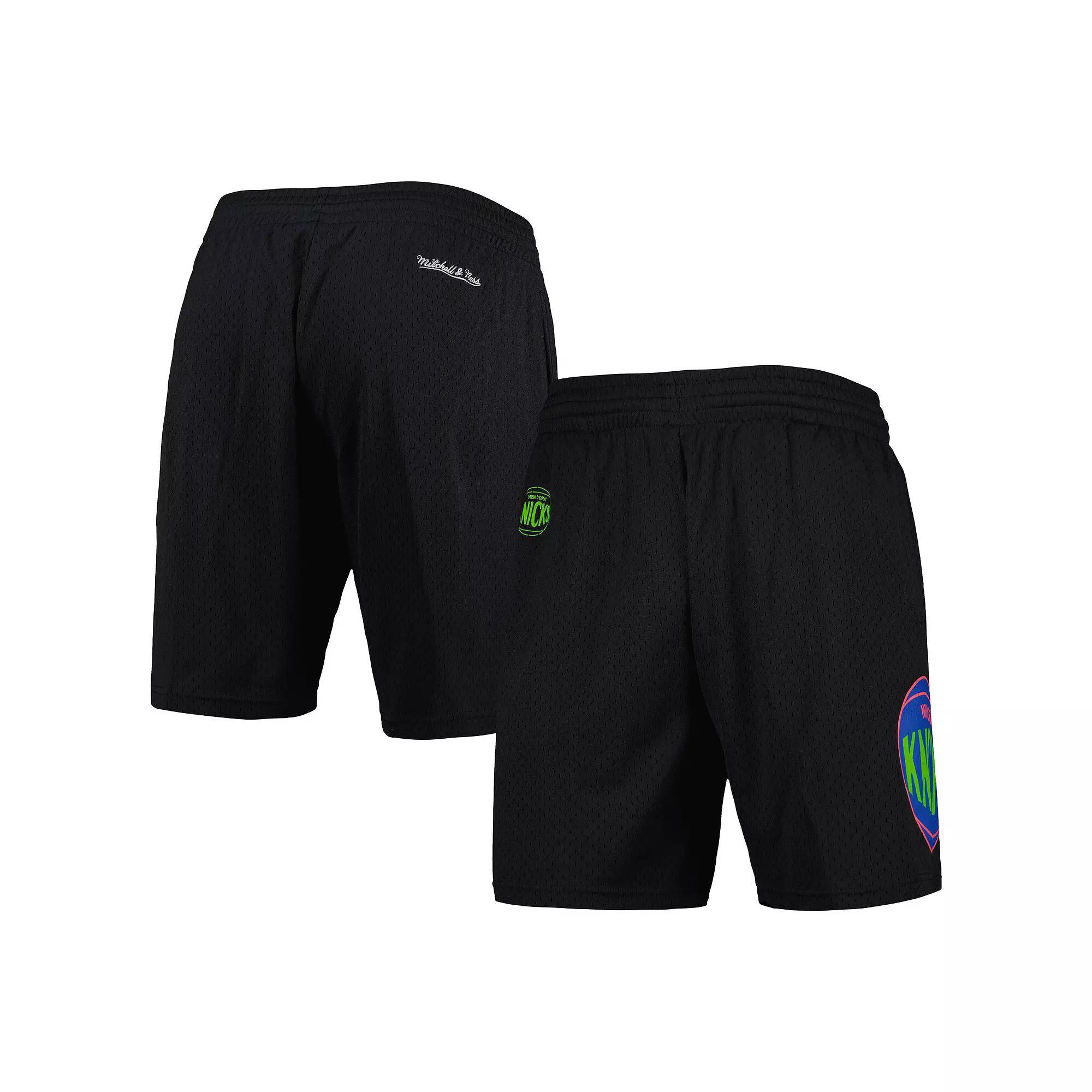 Men's Mitchell & Ness Black New York Knicks Hardwood Classics Color Bomb Energy Shorts,  Product Image