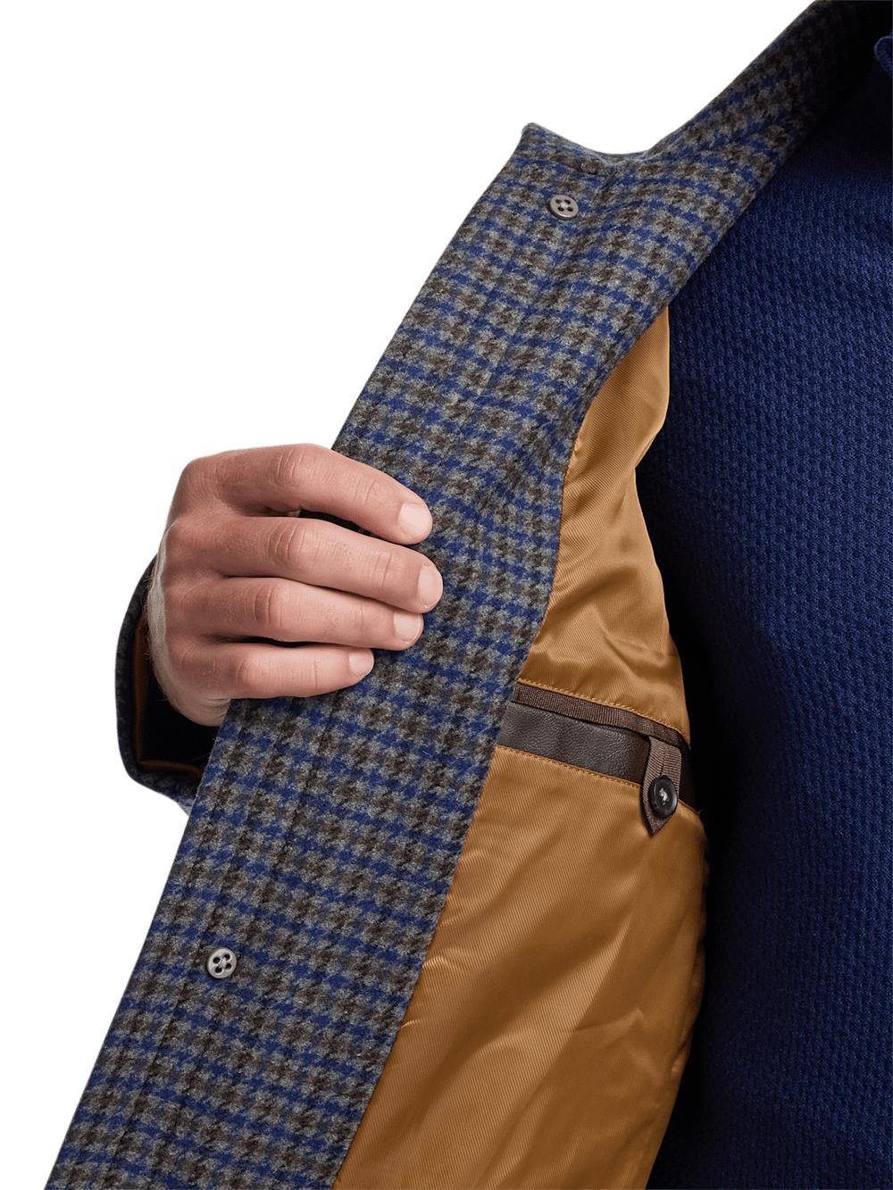 Wool Blend Check Carcoat - Multi Product Image