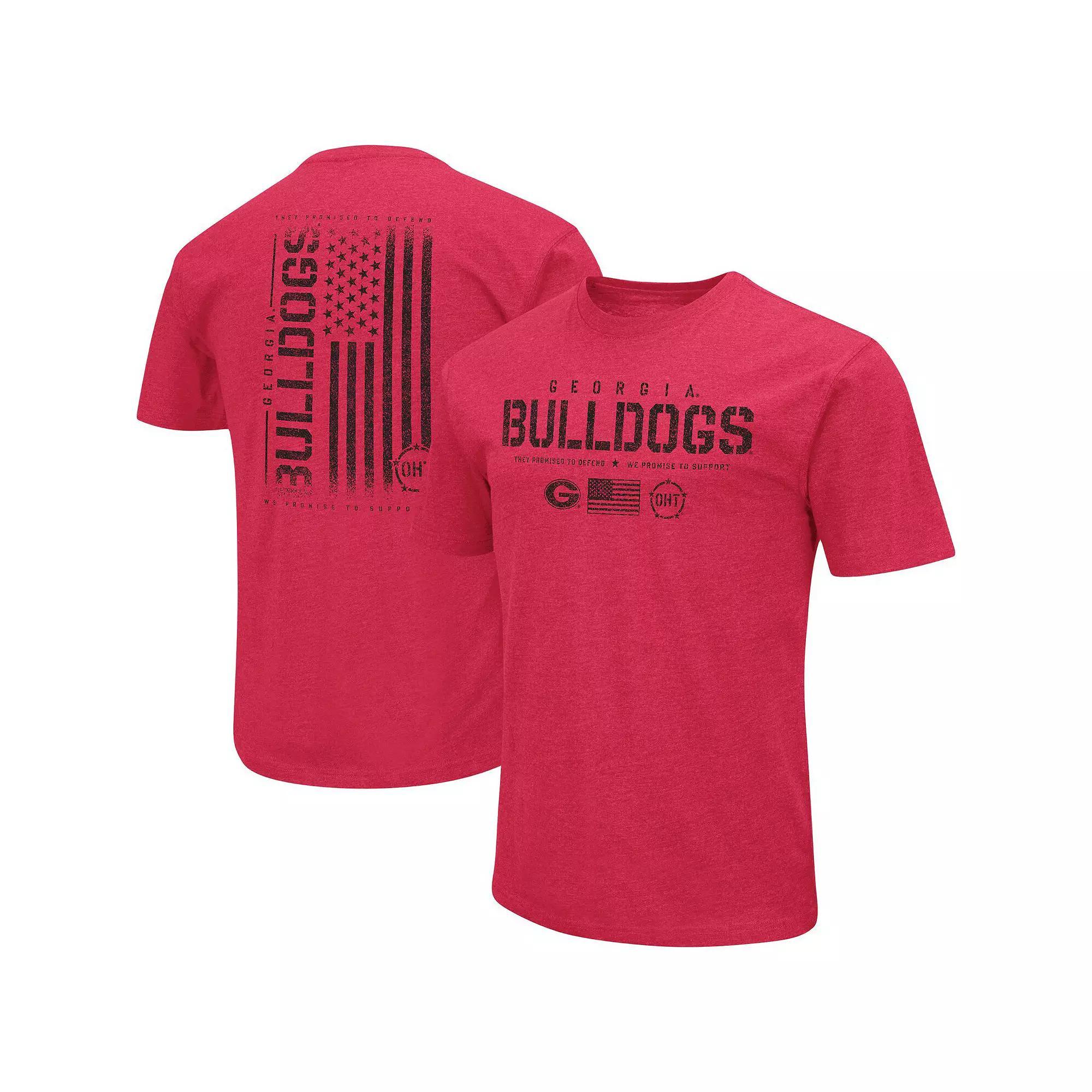 Men's Colosseum Heather Red Georgia Bulldogs OHT Military Appreciation Flag 2.0 T-Shirt, Size: Medium Product Image