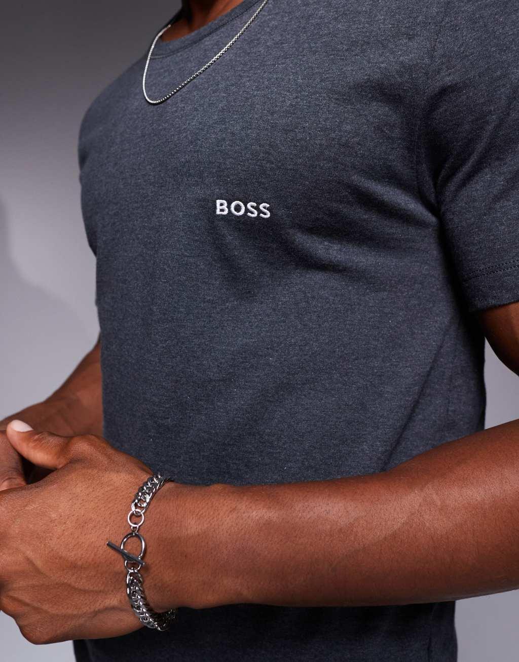 BOSS Bodywear Classic 3 pack logo t-shirt regular fit in charcoal/white/navy Product Image