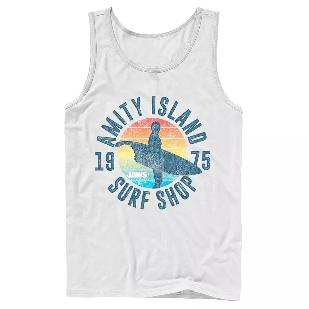 Men's Jaws Amity Island Surf Shop 1975 Retro Logo Tank Top,  Product Image
