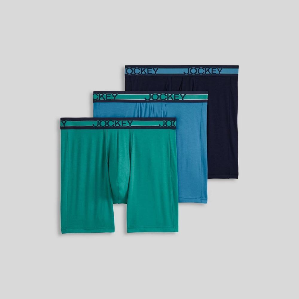 Jockey Generation Mens No Chafe Pouch Ultra Soft Stretch Boxer Briefs 3pk - Aqua /Aqua Blue/Navy Blue L Product Image