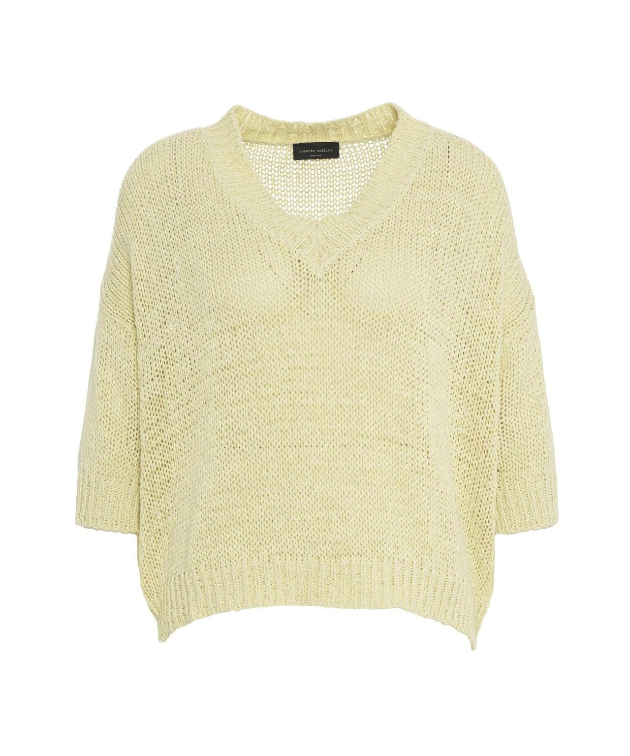 Knit sweater with V-neck Product Image