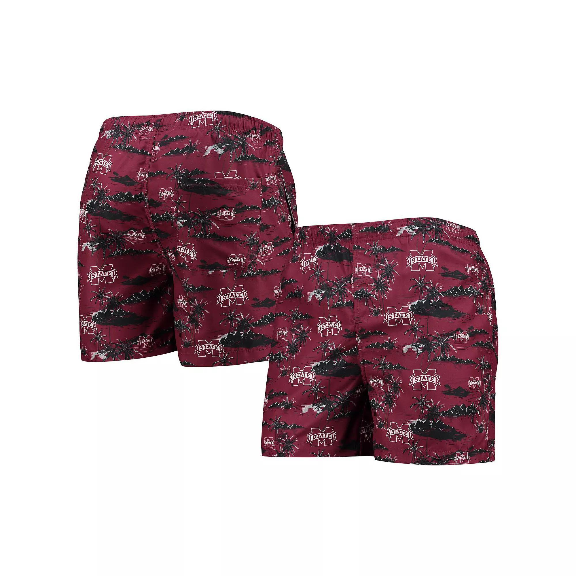 Men's FOCO Maroon Mississippi State Bulldogs Island Palm Swim Trunks,  Product Image