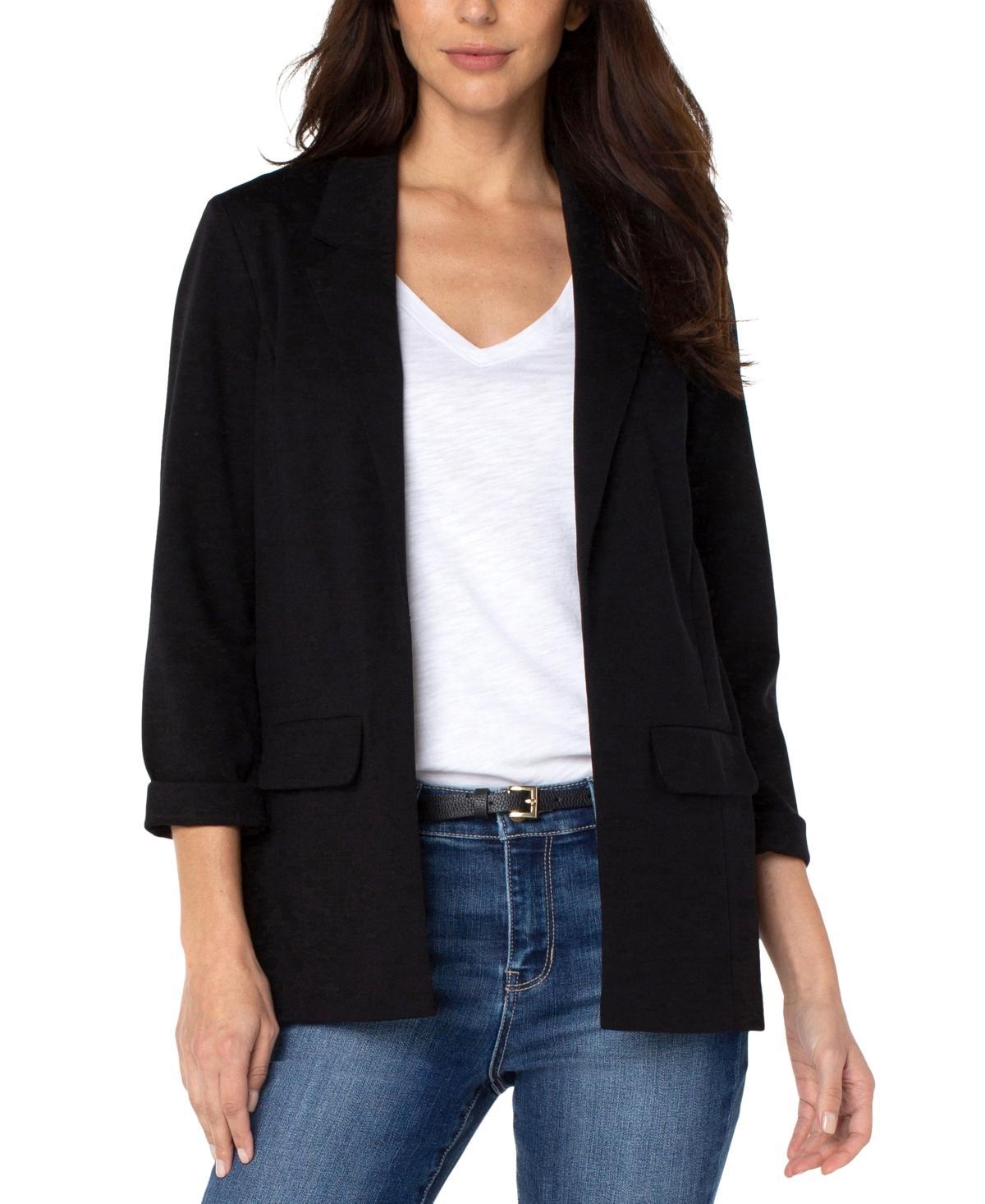 Liverpool Los Angeles Stretch Ponte Notch Lapel 34 Sleeve Boyfriend Blazer Product Image