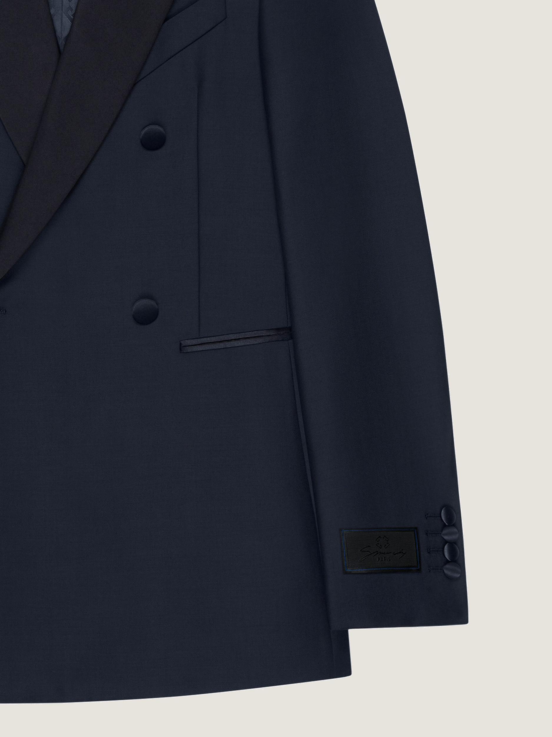 Flare tailored pants in wool with satin bands Product Image