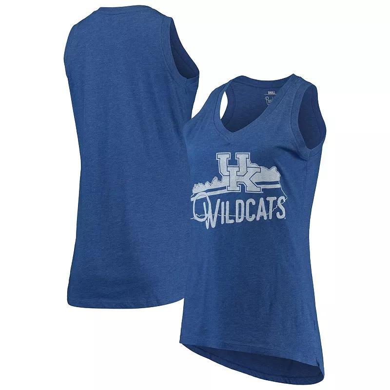 Womens Pressbox Royal Kentucky Wildcats Ferris Melange V-Neck Tank Top Product Image