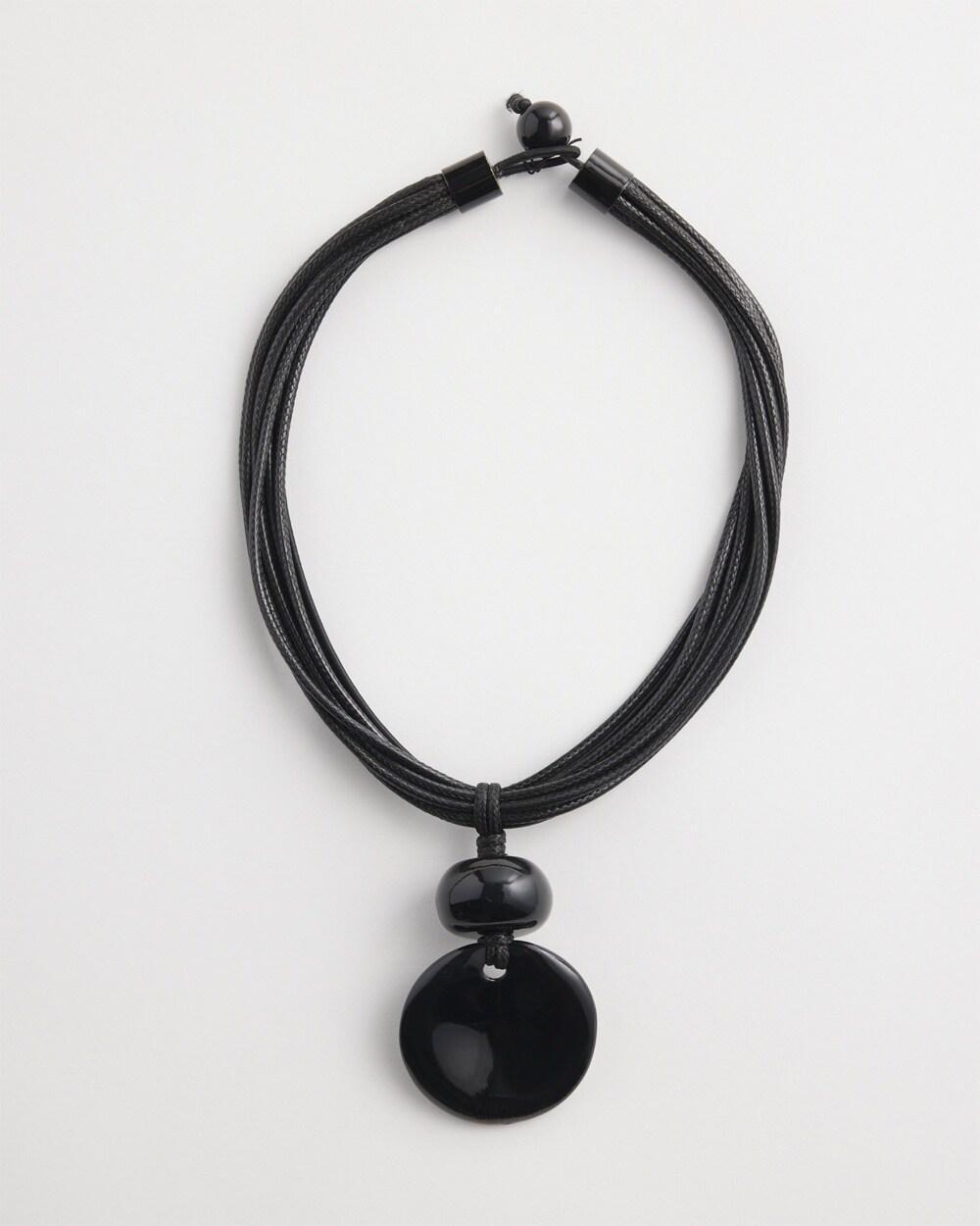 Multistrand Black Stone Pendant Necklace Product Image