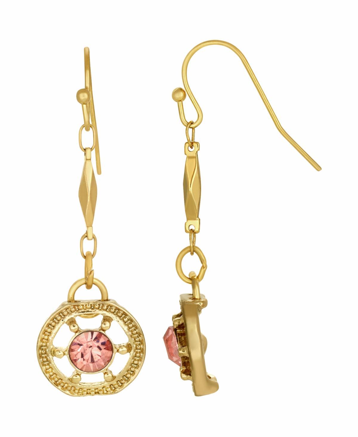 1928 Gold Tone Drop Earring, Womens, Pink Product Image