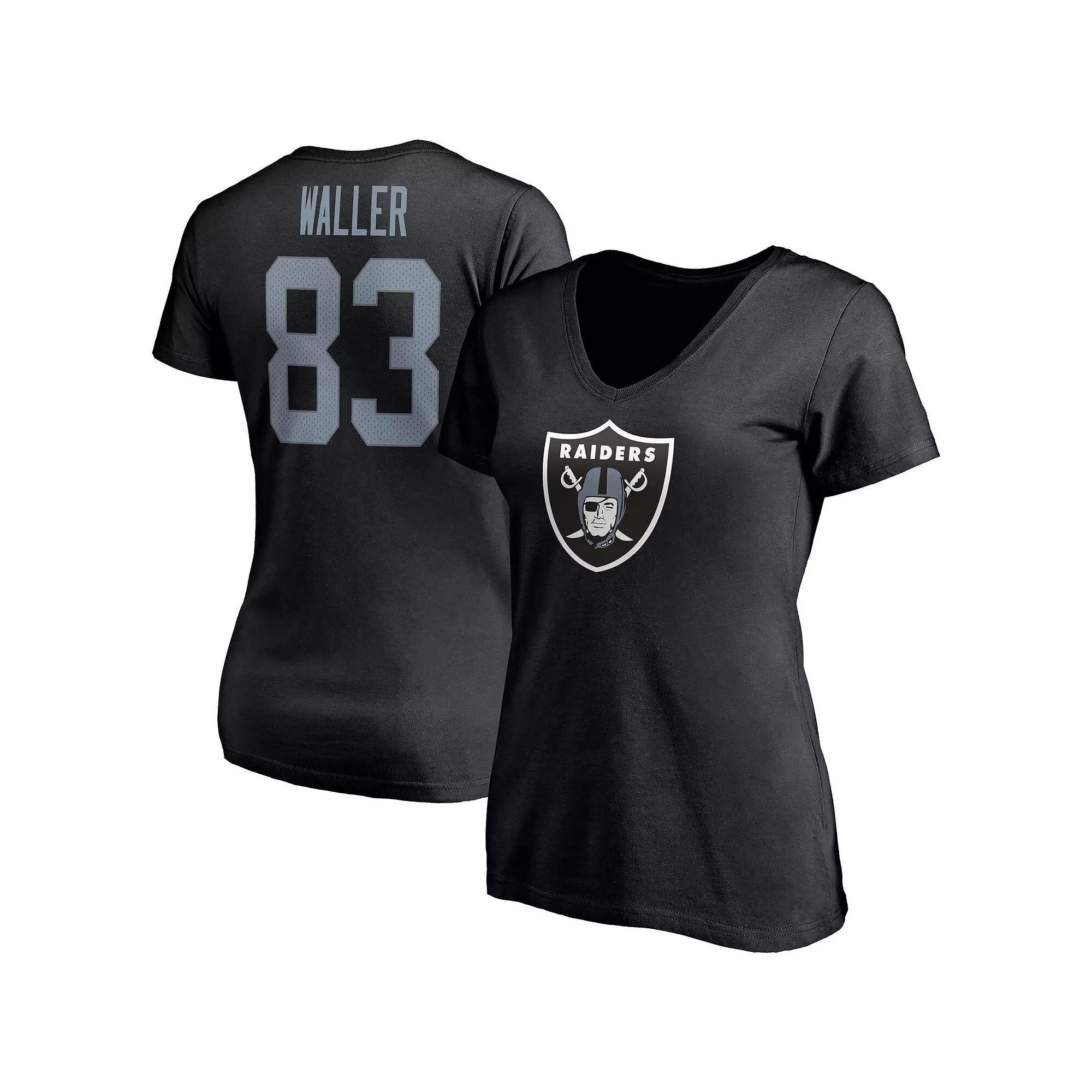 Women's Fanatics Branded Darren Waller Black Las Vegas Raiders Player Icon Name & Number V-Neck T-Shirt, Size: Small, Lvr Black Product Image
