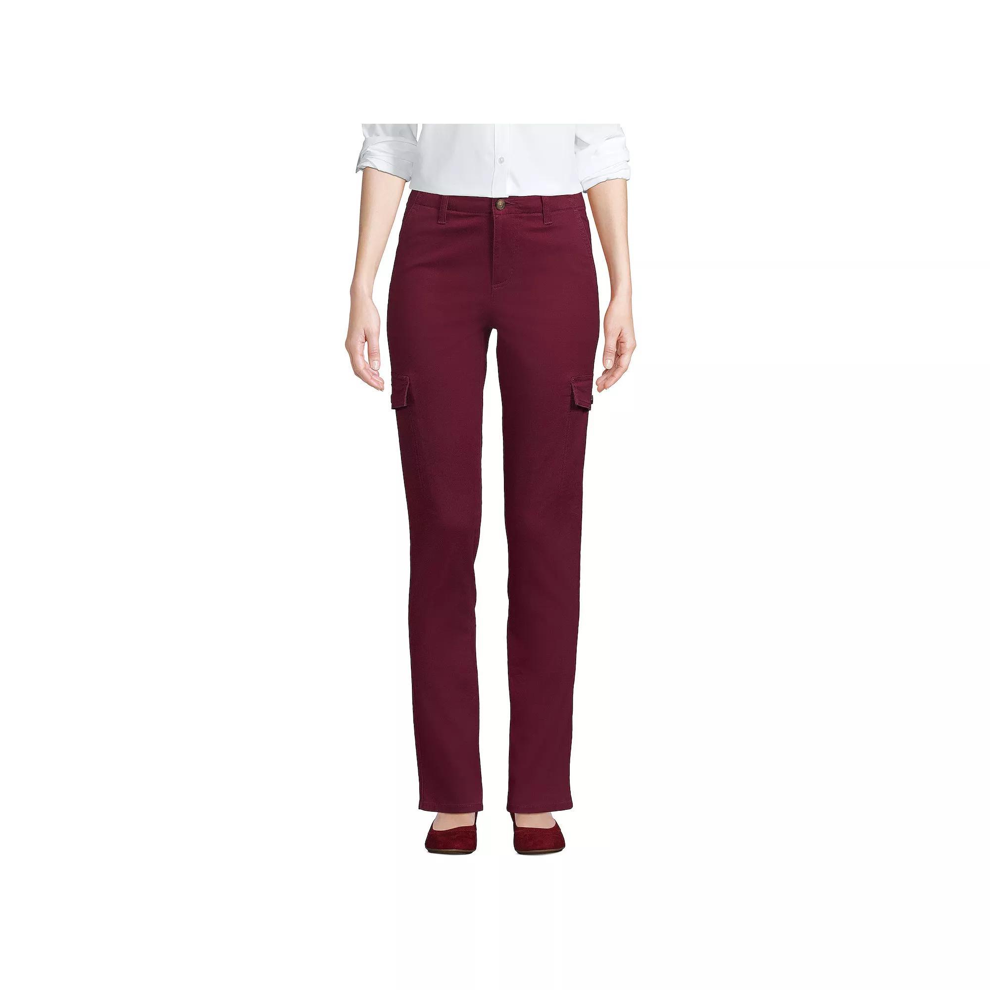 Women's Lands' End Mid Rise Slim Cargo Chino Pants, Size: 10, Rich Red Product Image