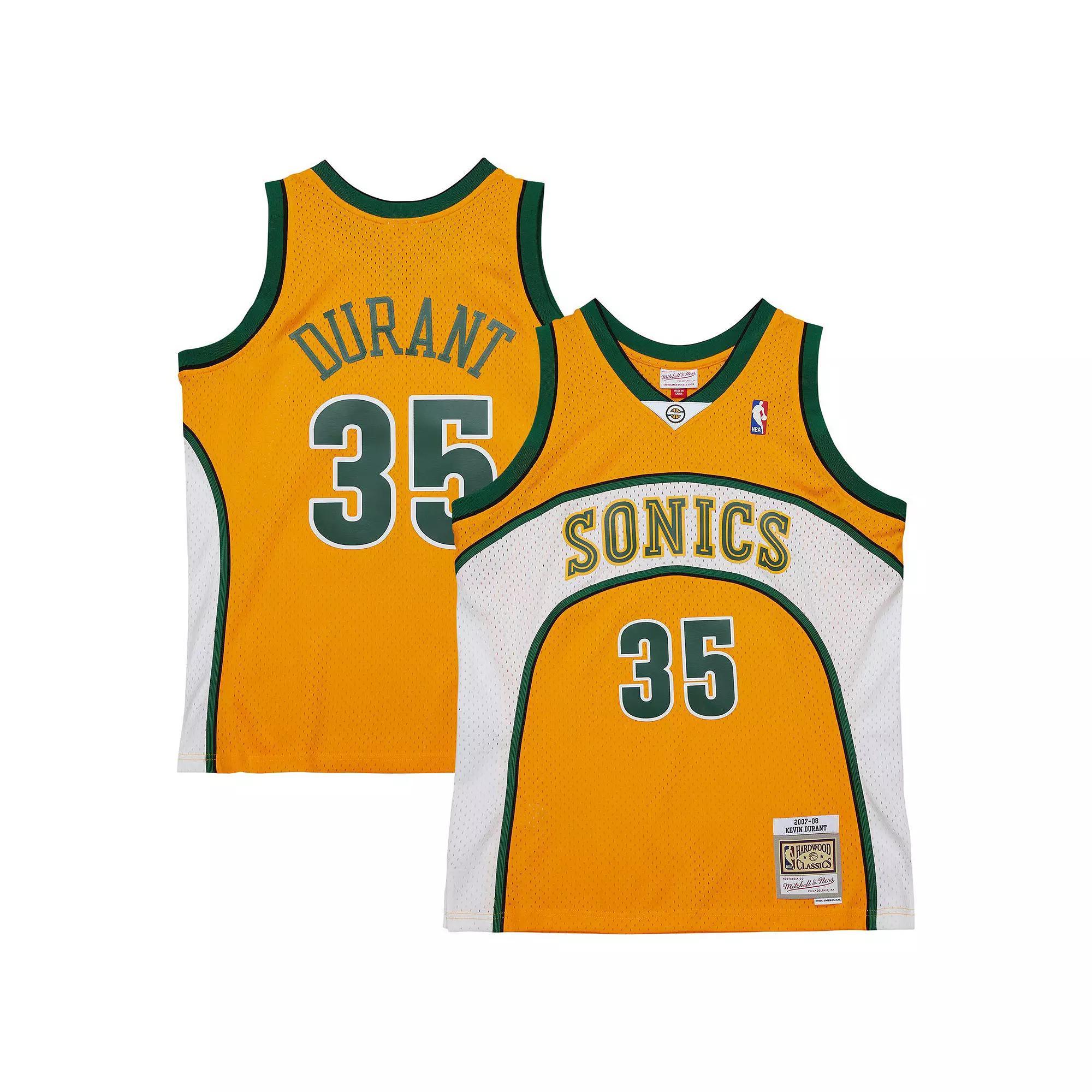 Men's Mitchell & Ness Kevin Durant Yellow Seattle SuperSonics  2007/08 Hardwood Classics Swingman Throwback Jersey, Size: 2XL, Nba Yellow Product Image