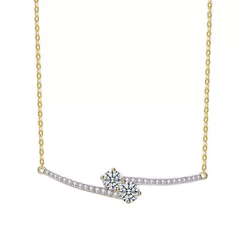 14k Gold Over Silver Cubic Zirconia Bypass Necklace, Womens Two Tone Product Image