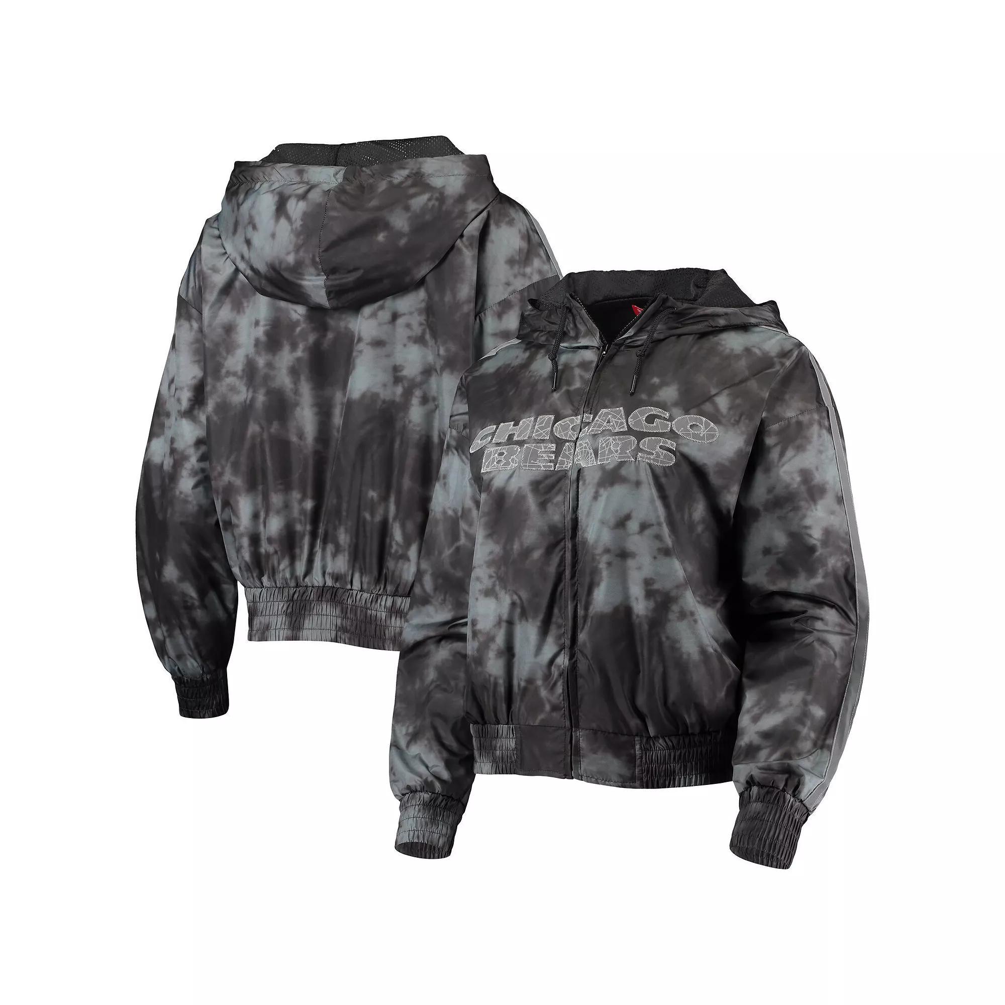 Women's Mitchell & Ness Black Chicago Bears Galaxy Full-Zip Windbreaker Hoodie Jacket,  Product Image