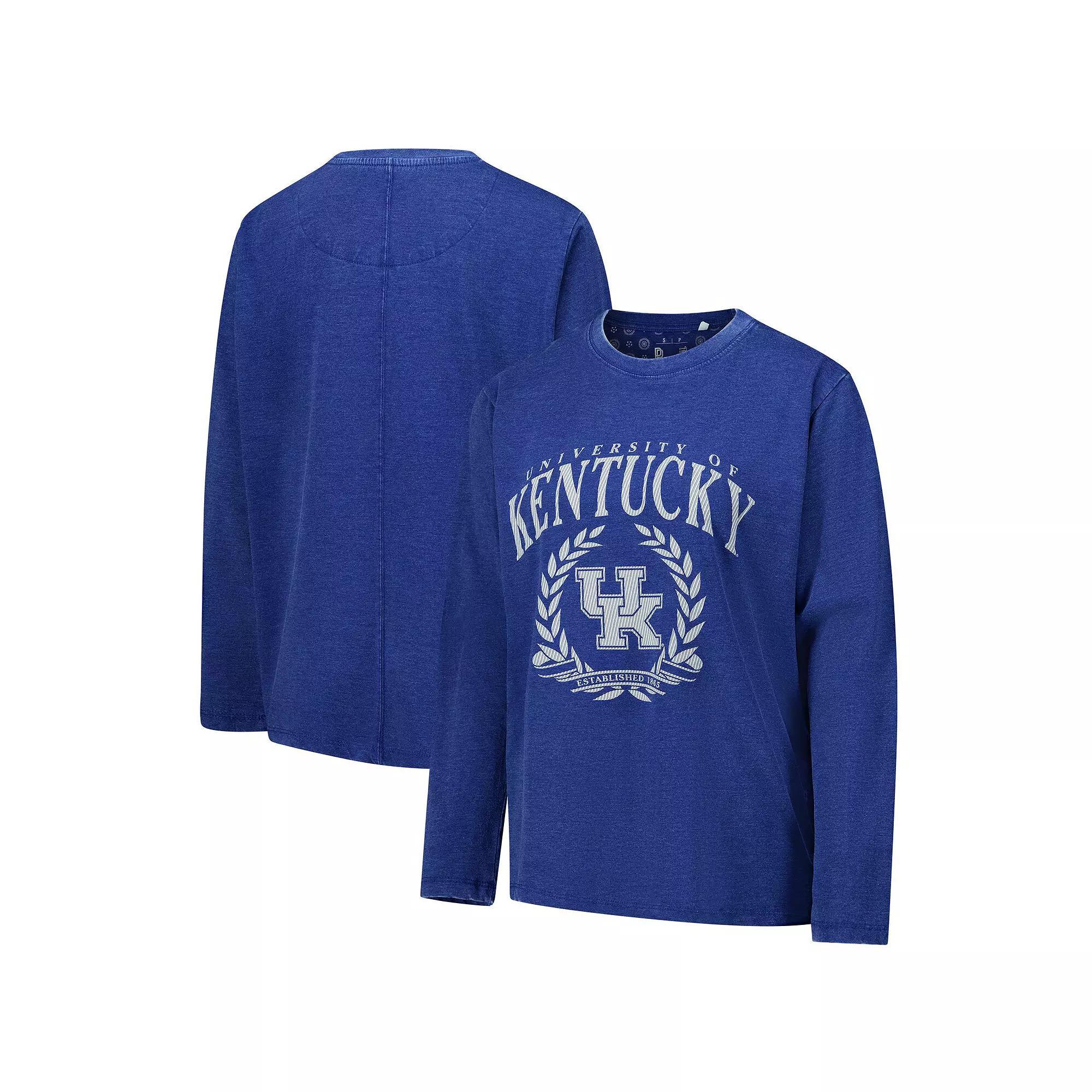 Women's Pressbox Royal Kentucky Wildcats Chandler Olive Leaf Arch Long Sleeve T-Shirt,  Product Image