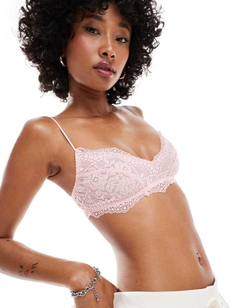 Free People maya multiway lace bralette in pale pink Product Image