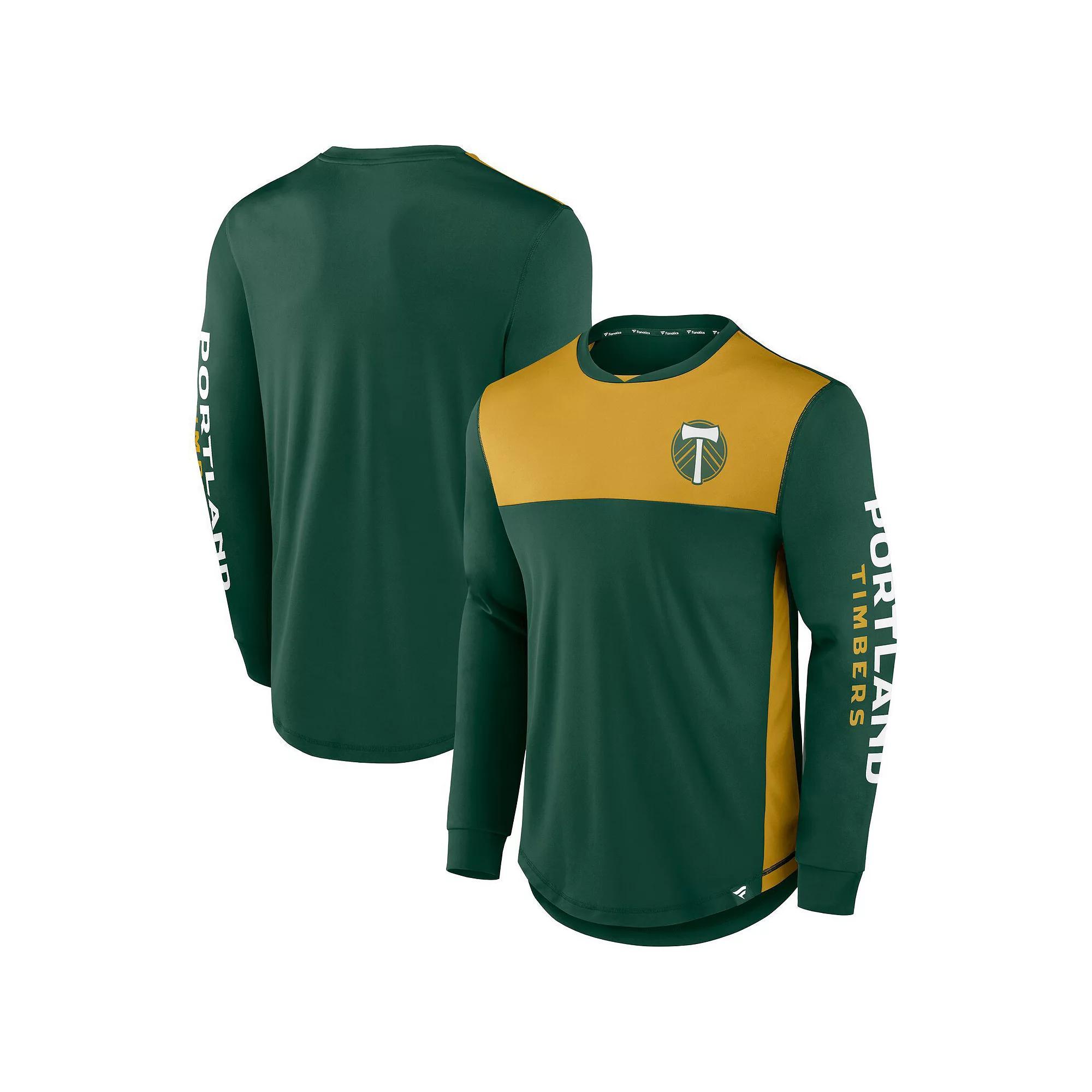 Men's Fanatics Branded Green/Gold Portland Timbers Striker Long Sleeve T-Shirt, Size: XL Product Image
