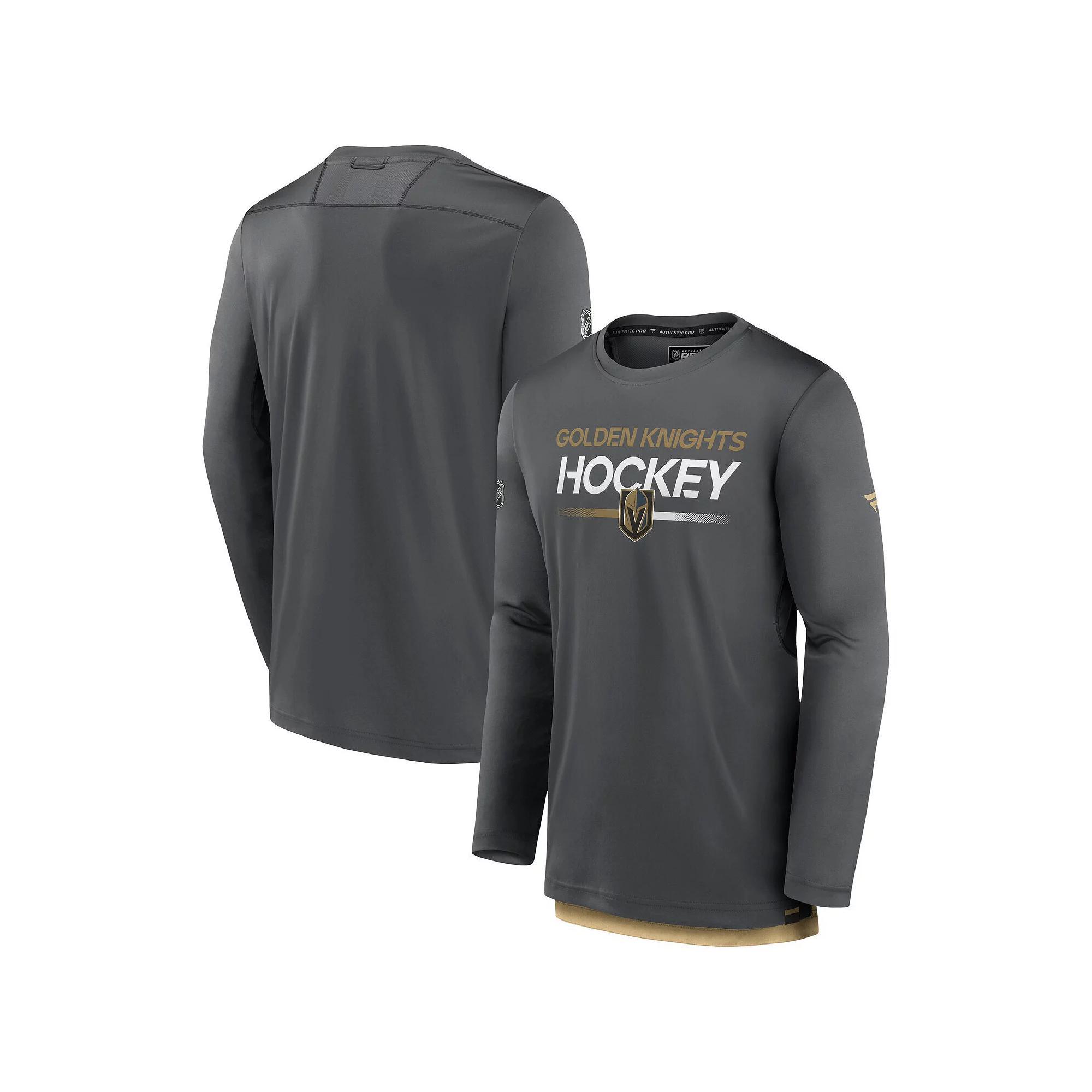 Men's Fanatics Branded  Gray Vegas Golden Knights Authentic Pro Long Sleeve T-Shirt, Size: Large, Lvk Charco Product Image