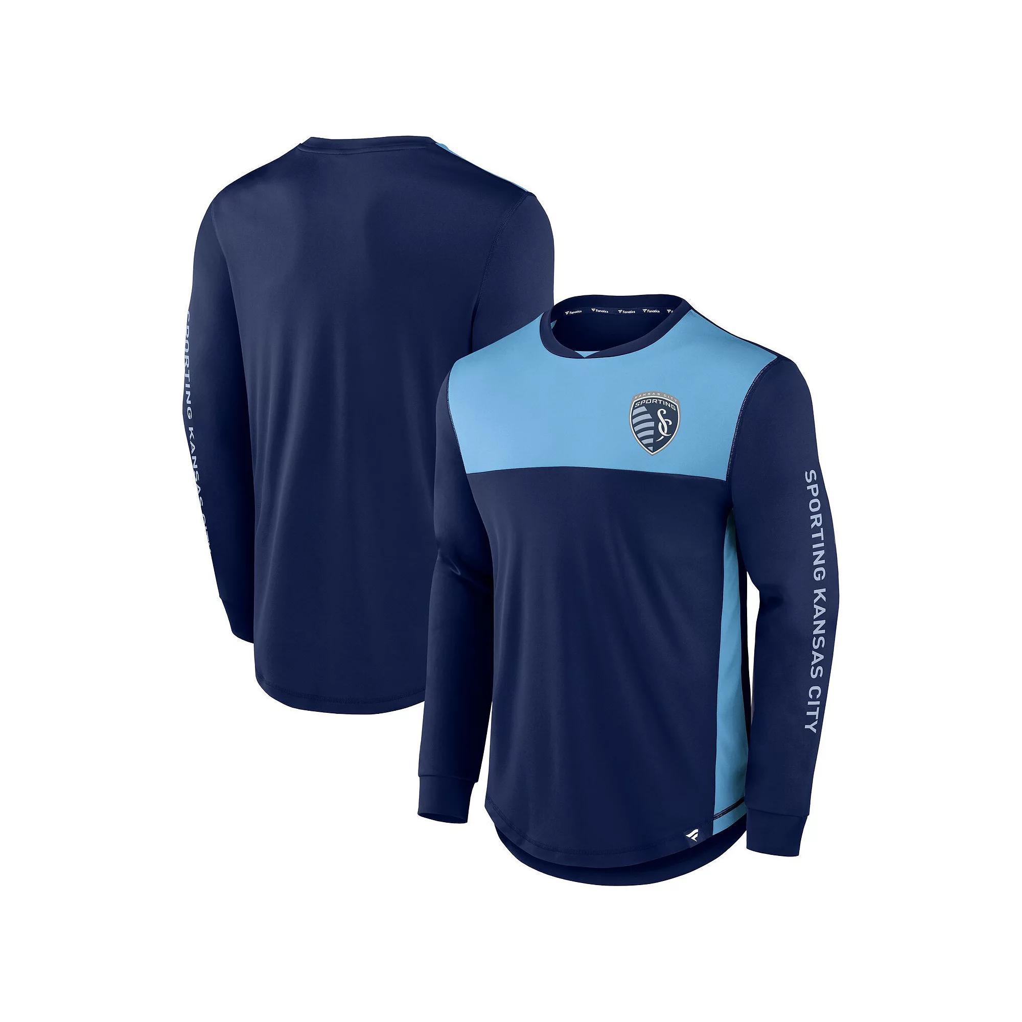 Men's Fanatics Branded Navy/Blue Sporting Kansas City Striker Long Sleeve T-Shirt, Size: Medium Product Image