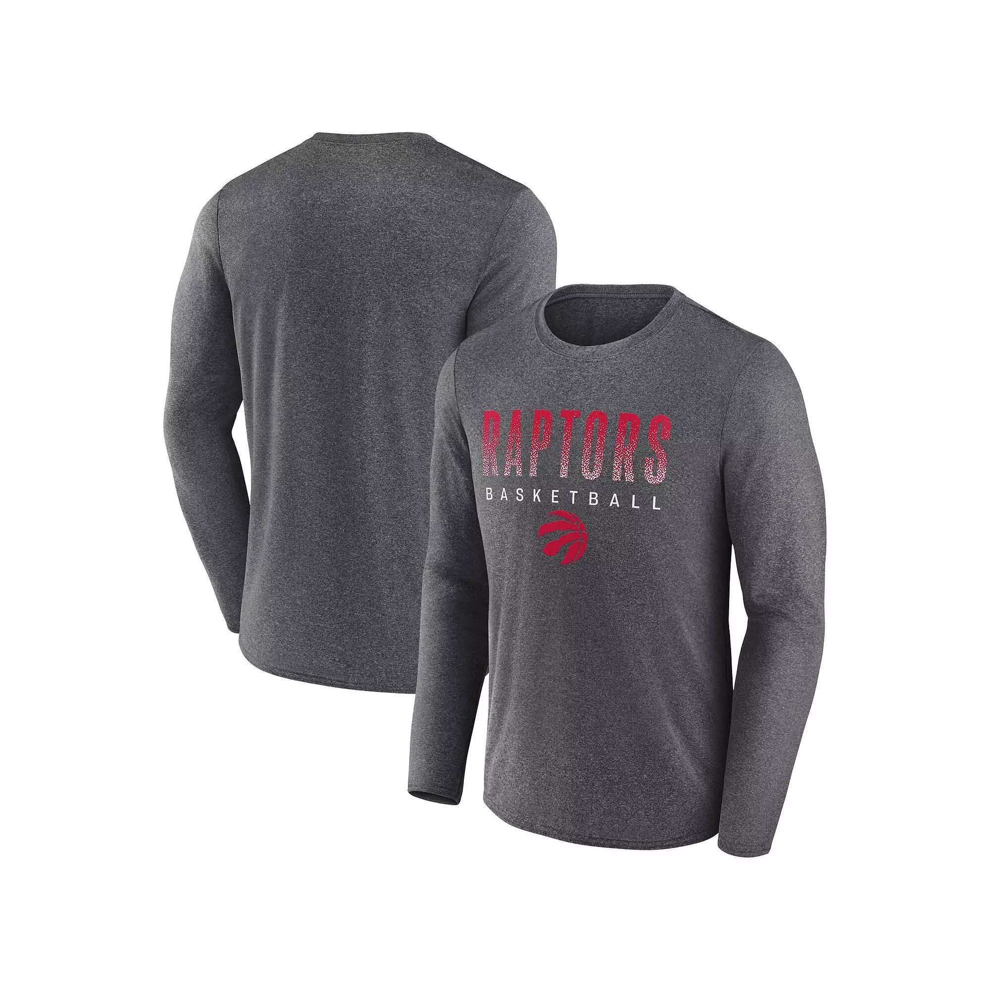Men's Fanatics Heathered Charcoal Toronto Raptors Where Legends Play Iconic Practice Long Sleeve T-Shirt,  Product Image