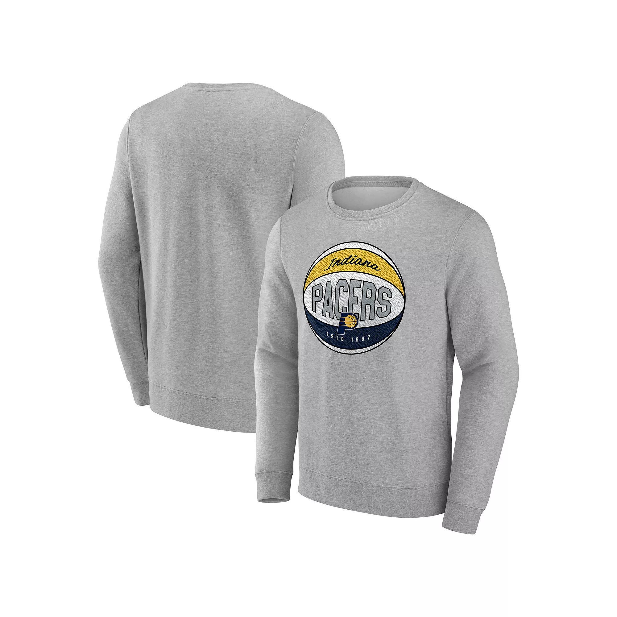 Men's Fanatics Gray Indiana Pacers True Classics Hard Color Fleece Pullover Sweatshirt, Size: 2XL, Grey Product Image