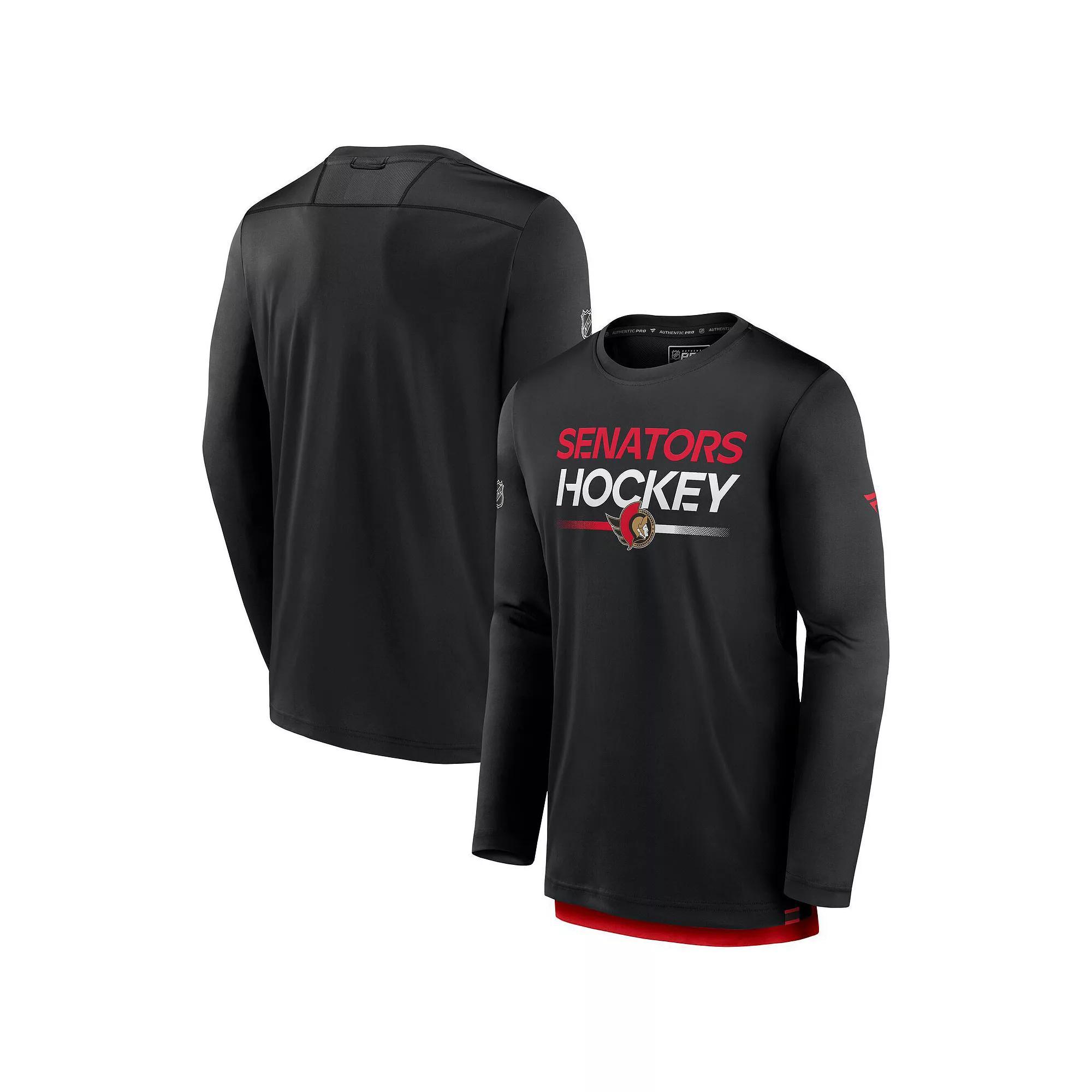 Men's Fanatics Black Ottawa Senators Authentic Pro Tech Long Sleeve T-Shirt,  Product Image