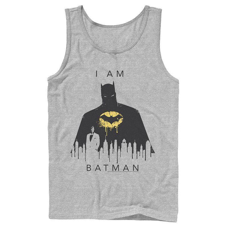 Mens DC Comics I Am Batman Skyline Poster Tank Top Athletic Grey Product Image