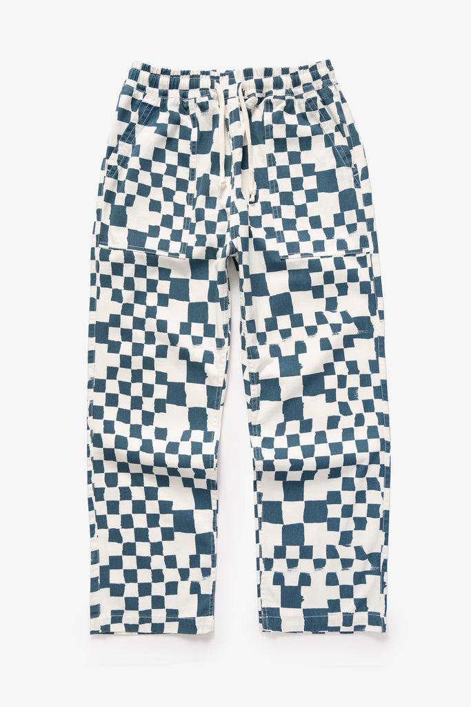 Printed Chef Pants - Teal Checker Product Image
