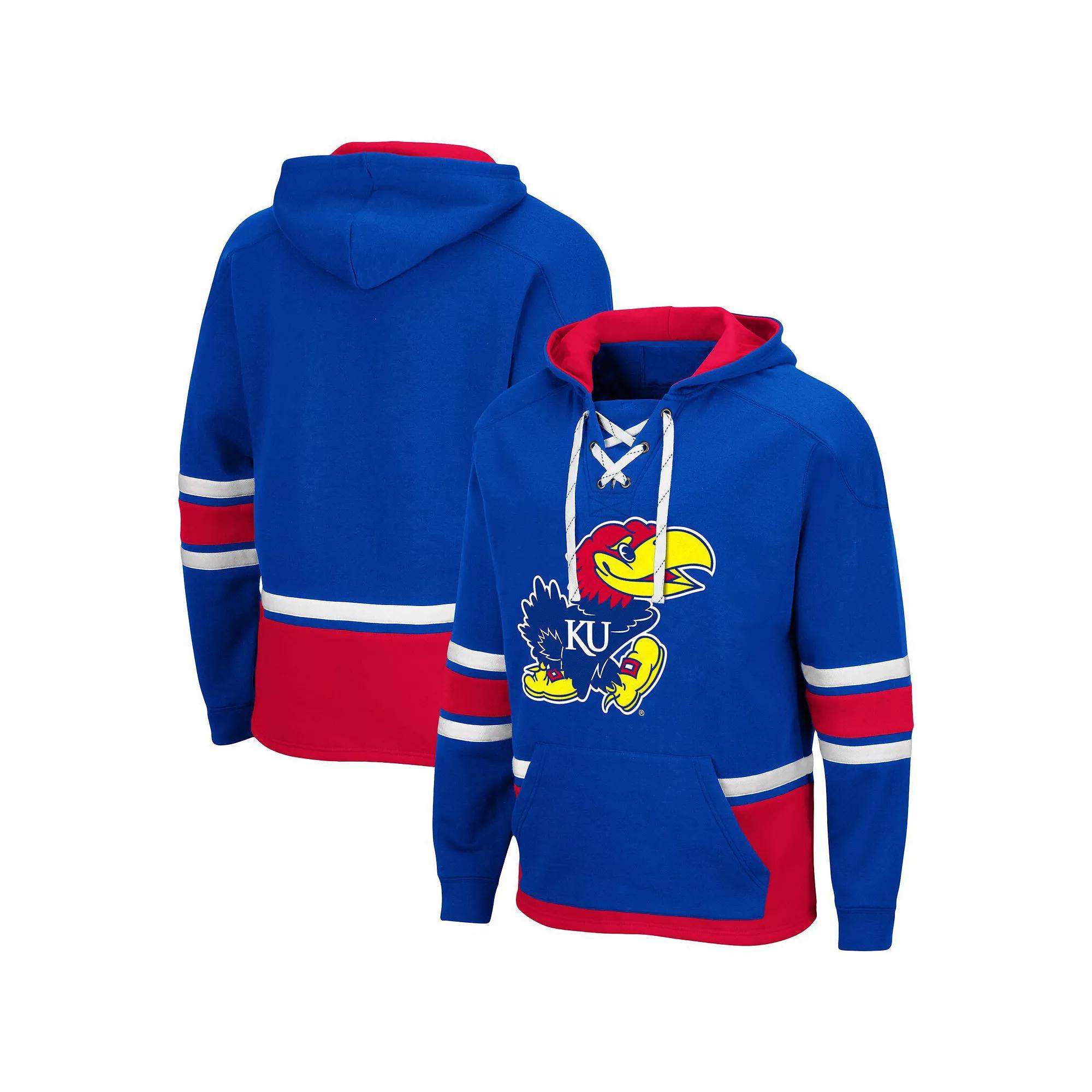 Men's Colosseum Royal Kansas Jayhawks Lace Up 3.0 Pullover Hoodie, Size: Medium, Blue Product Image