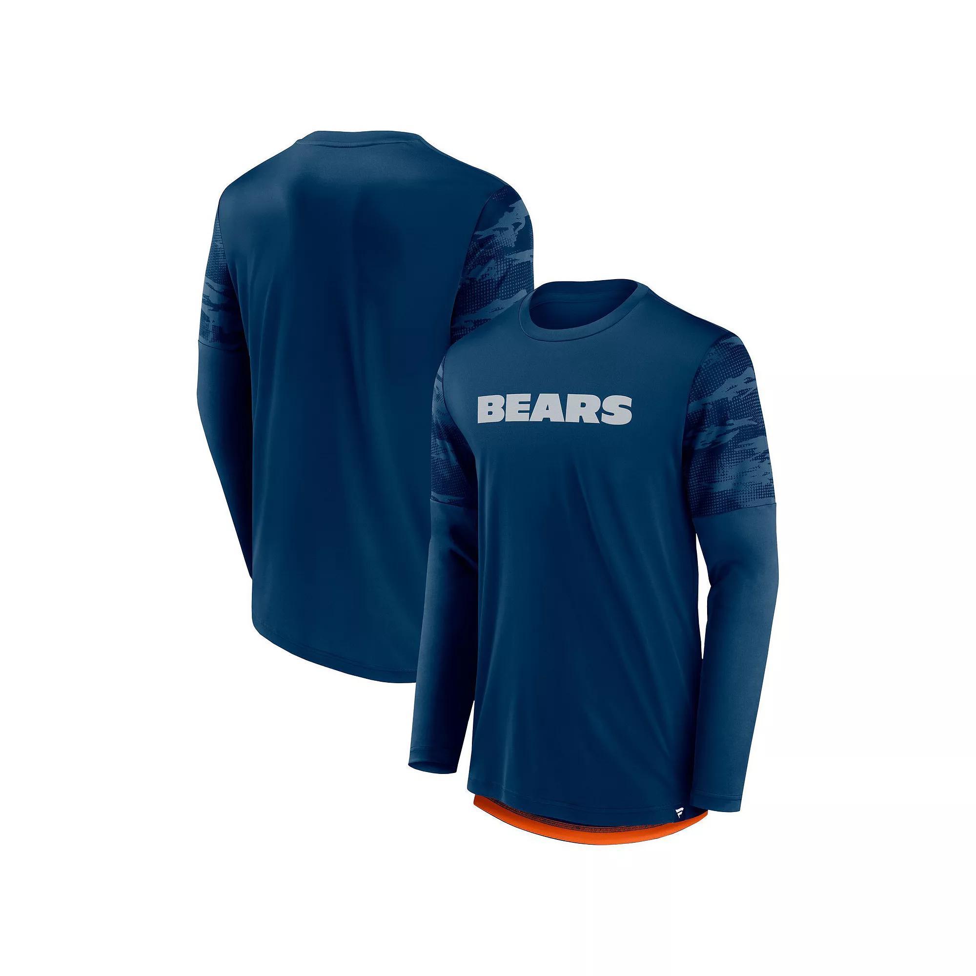 Men's Fanatics Branded Navy/Orange Chicago Bears Square Off Long Sleeve T-Shirt,  Product Image