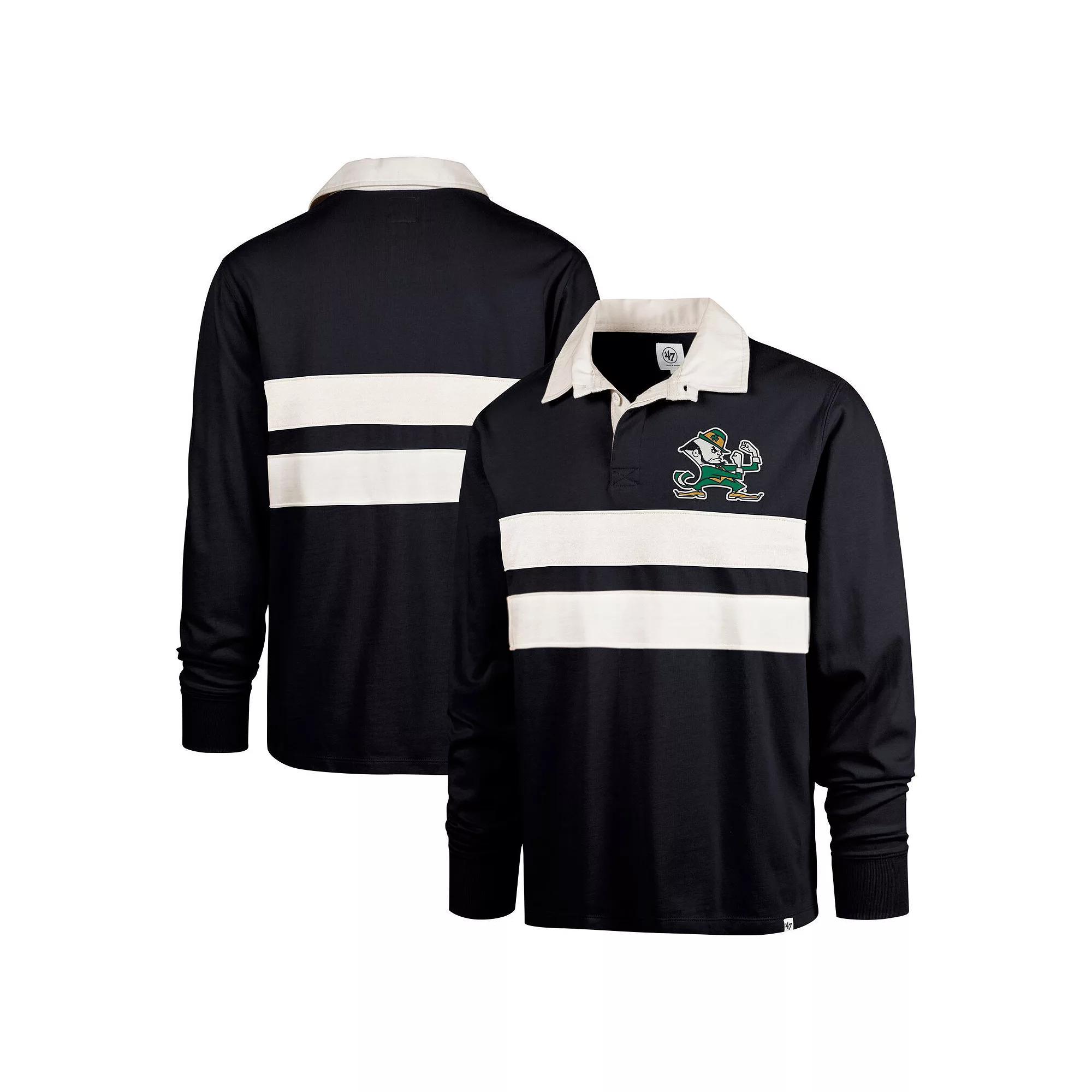 Men's '47 Navy Notre Dame Fighting Irish Clubhouse Knox Thames Long Sleeve Rugby Polo, Size: XXL, Blue Product Image