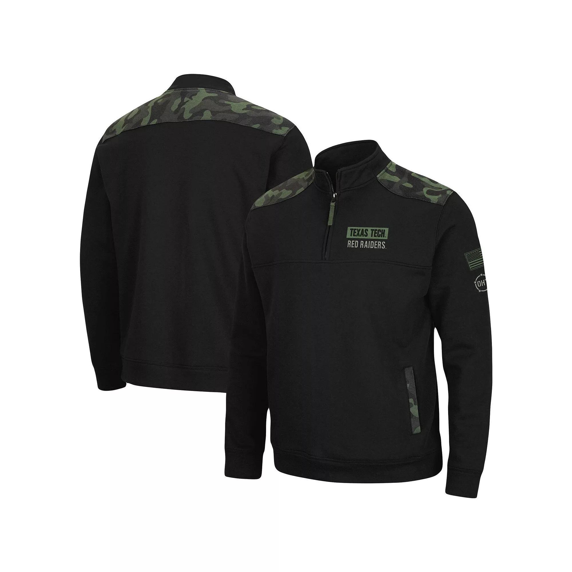 Men's Colosseum Black Louisville Cardinals OHT Military Appreciation Commo Fleece Quarter-Zip Jacket,  Product Image