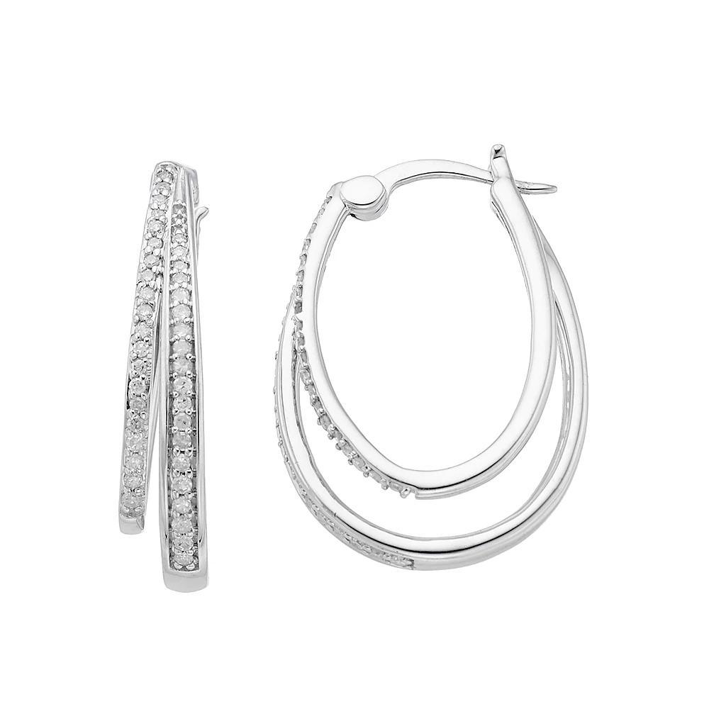 Sterling Silver 1/3 Carat T.W. Diamond Double U-Hoop Earrings, Women's Product Image