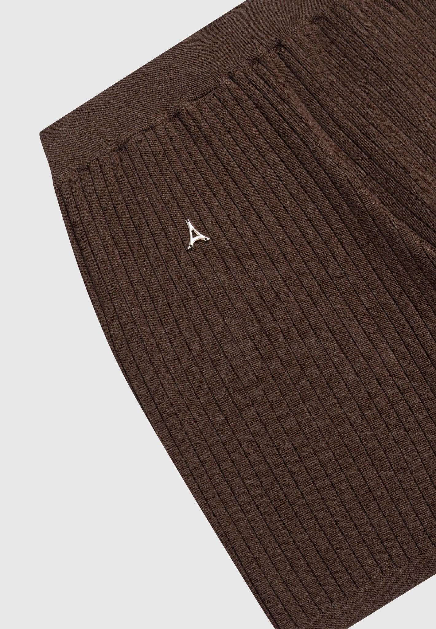 Ribbed Knit Shorts - Brown Male Product Image