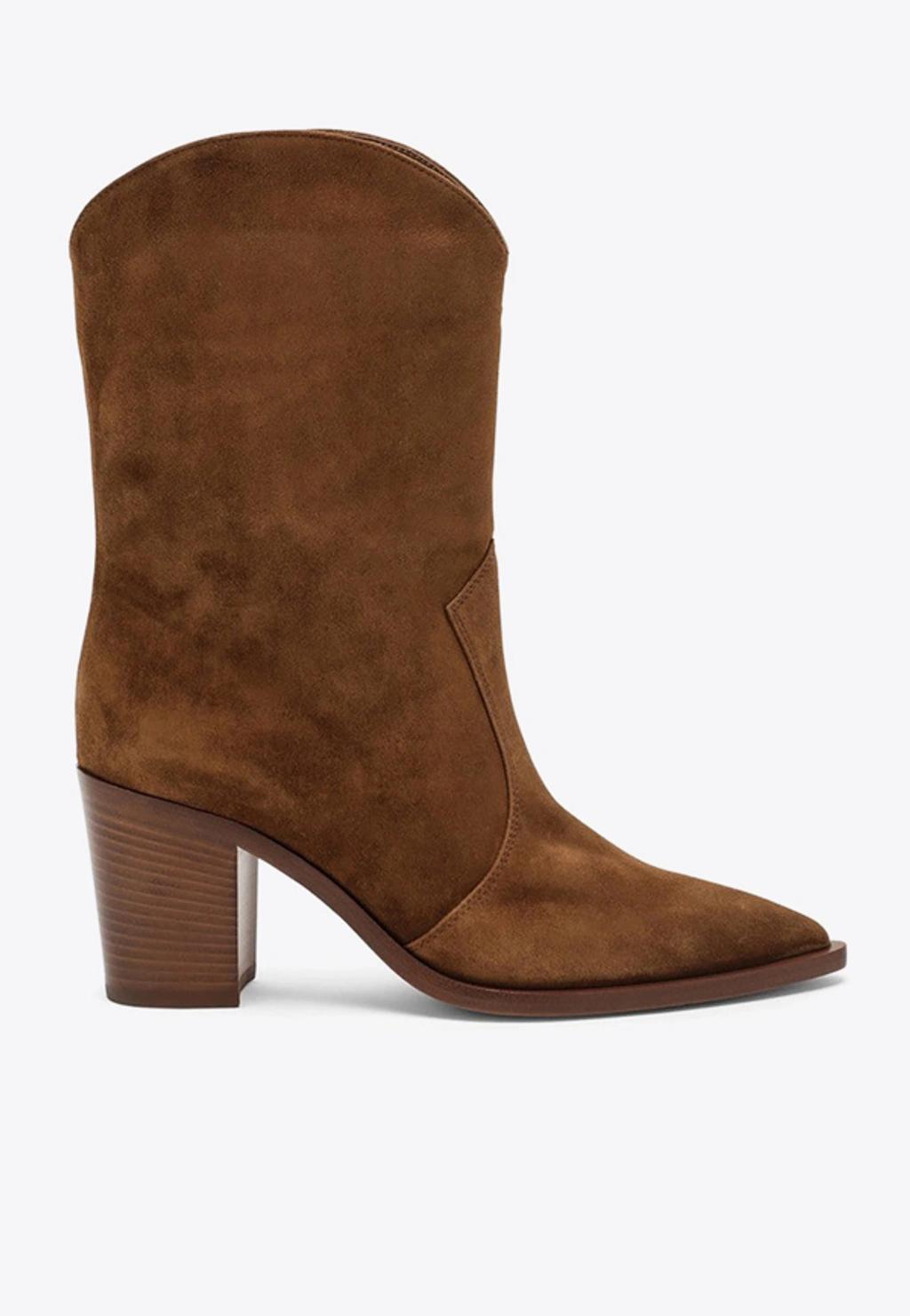 GIANVITO ROSSI Denver Texas Suede Boot In Brown Product Image