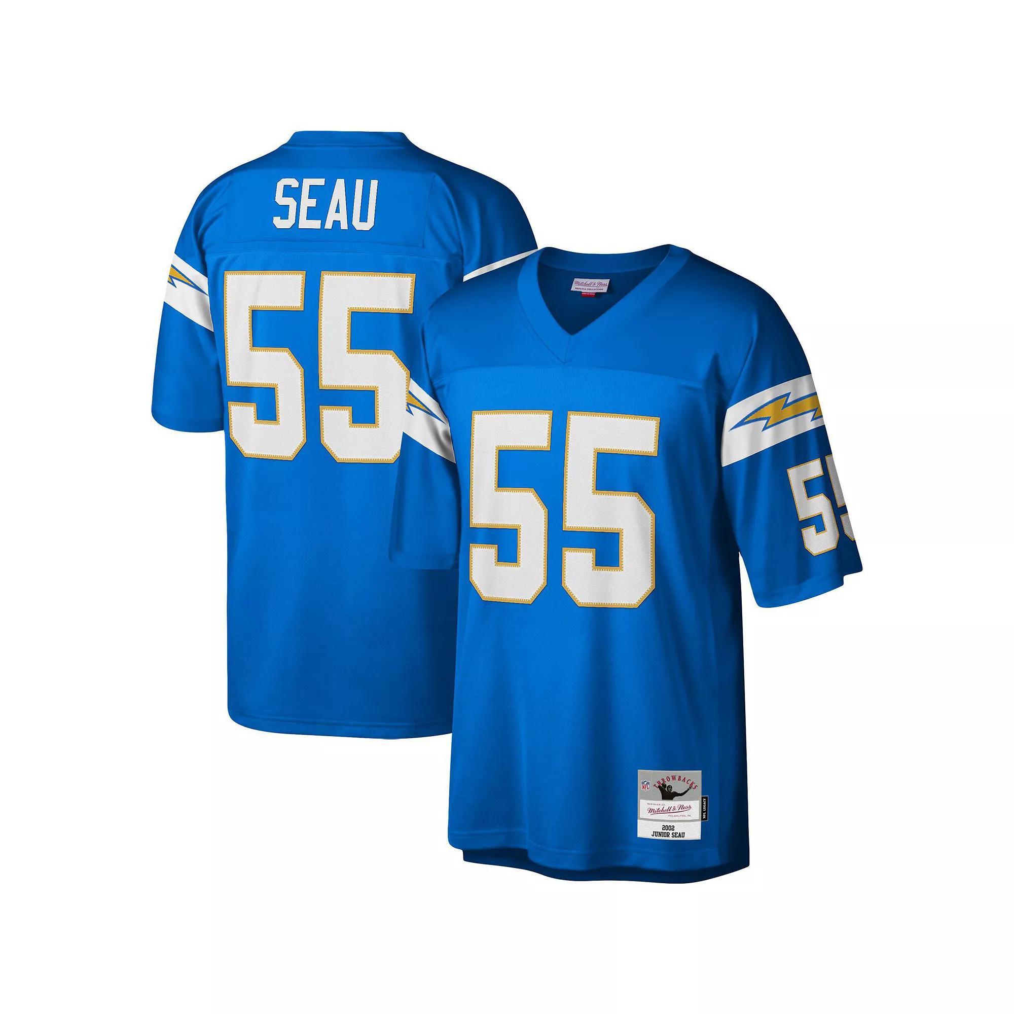 Men's Mitchell & Ness Junior Seau Powder Blue Los Angeles Chargers Big & Tall 2002 Retired Player Replica Jersey, Size: 5XLT, Light Product Image