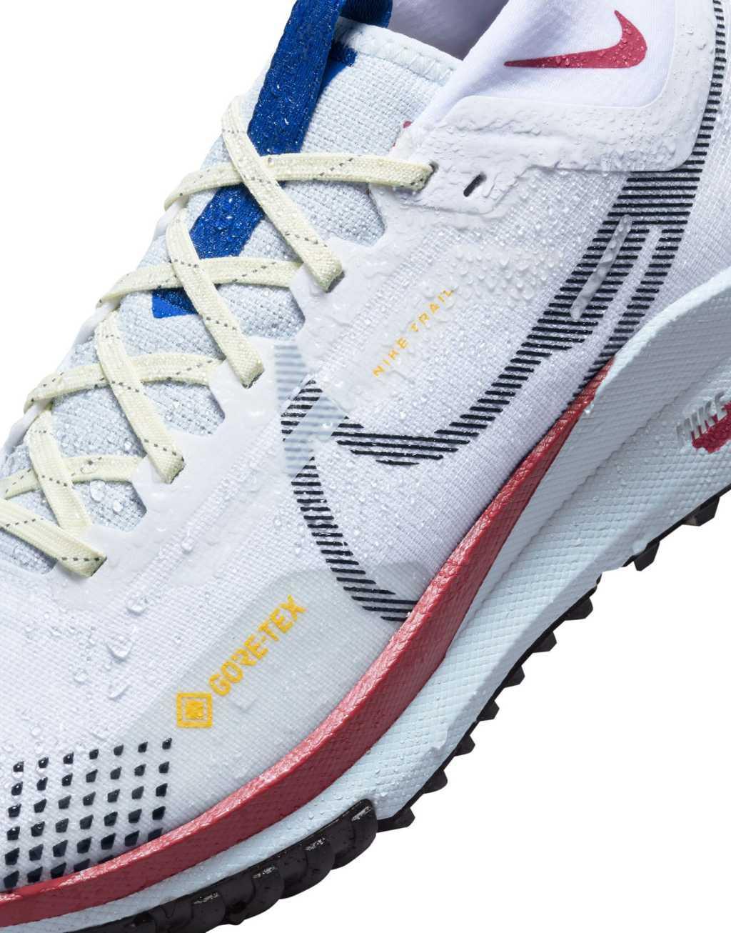 Nike Running Pegasus Trail 4 GTX sneakers in white and multi Product Image