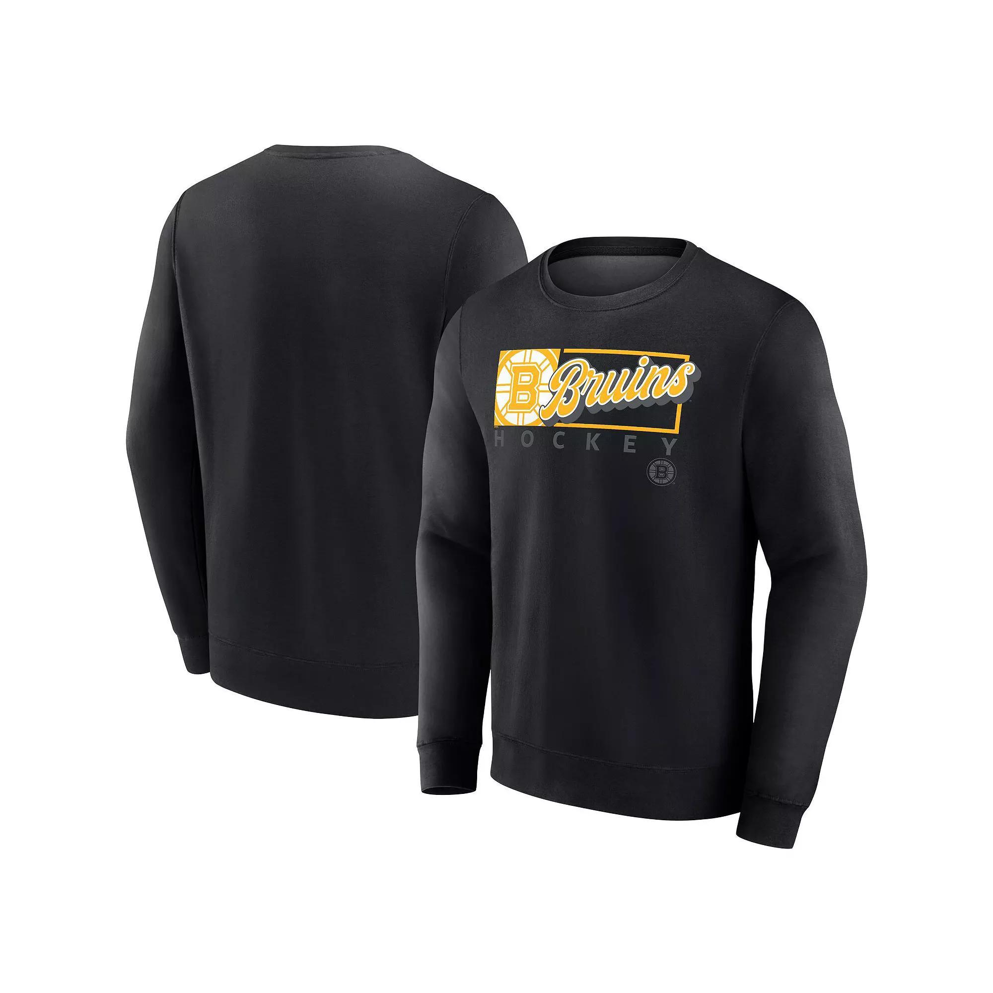 Men's Fanatics Black Boston Bruins Focus Fleece Pullover Sweatshirt, Size: Small Product Image