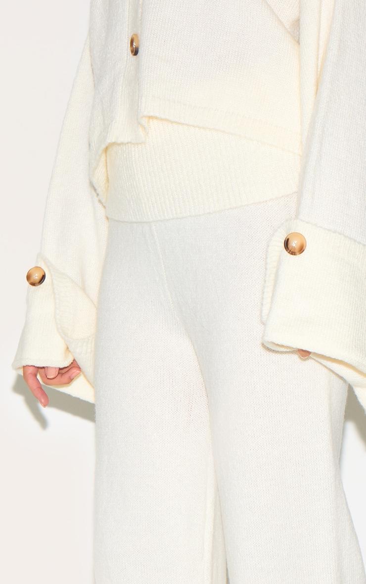 Petite Cream Knitted Fold Over Flare Pants Product Image