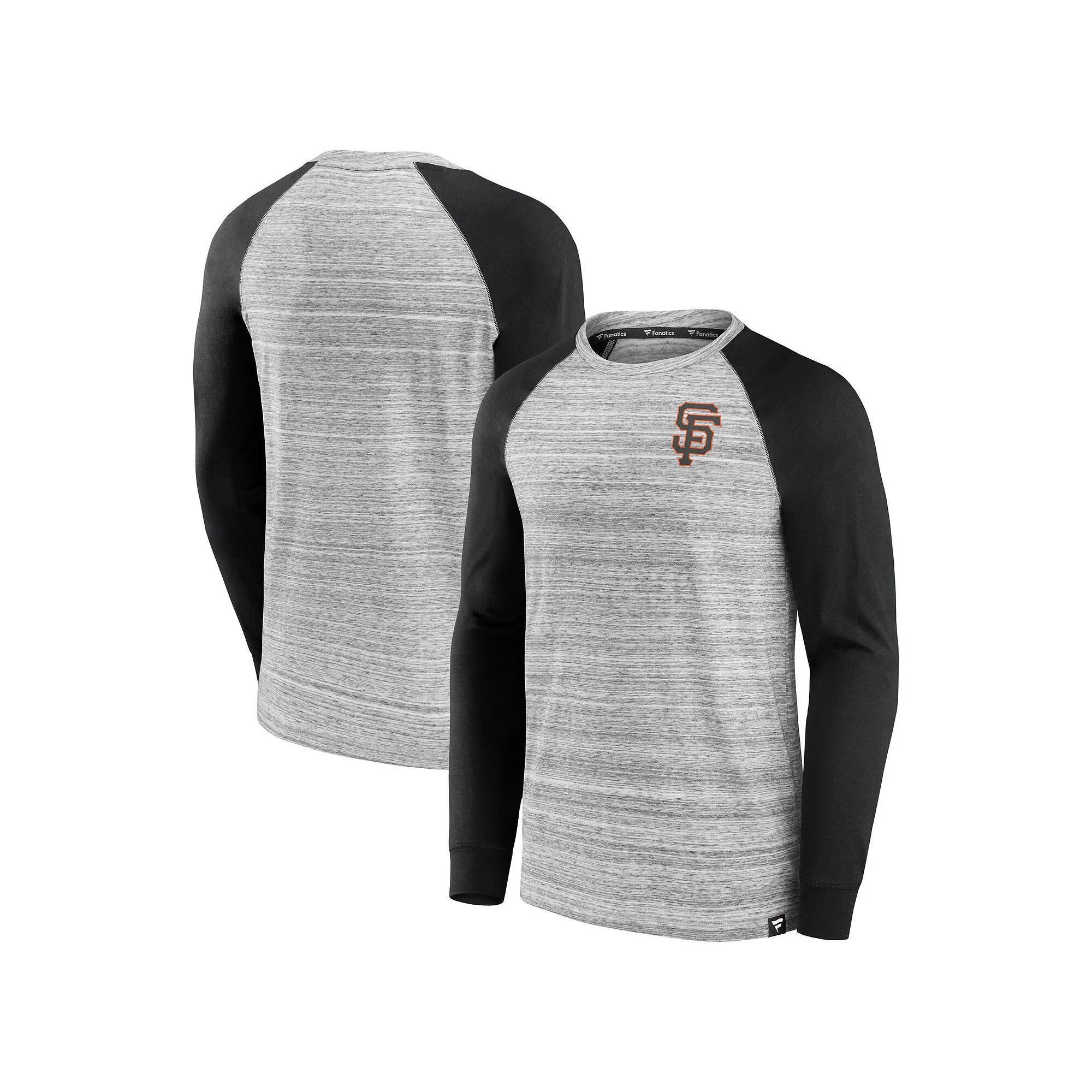 Men's Fanatics Gray/Black San Francisco Giants Iconic Streaky Raglan Long Sleeve T-Shirt, Size: Medium, Grey Product Image