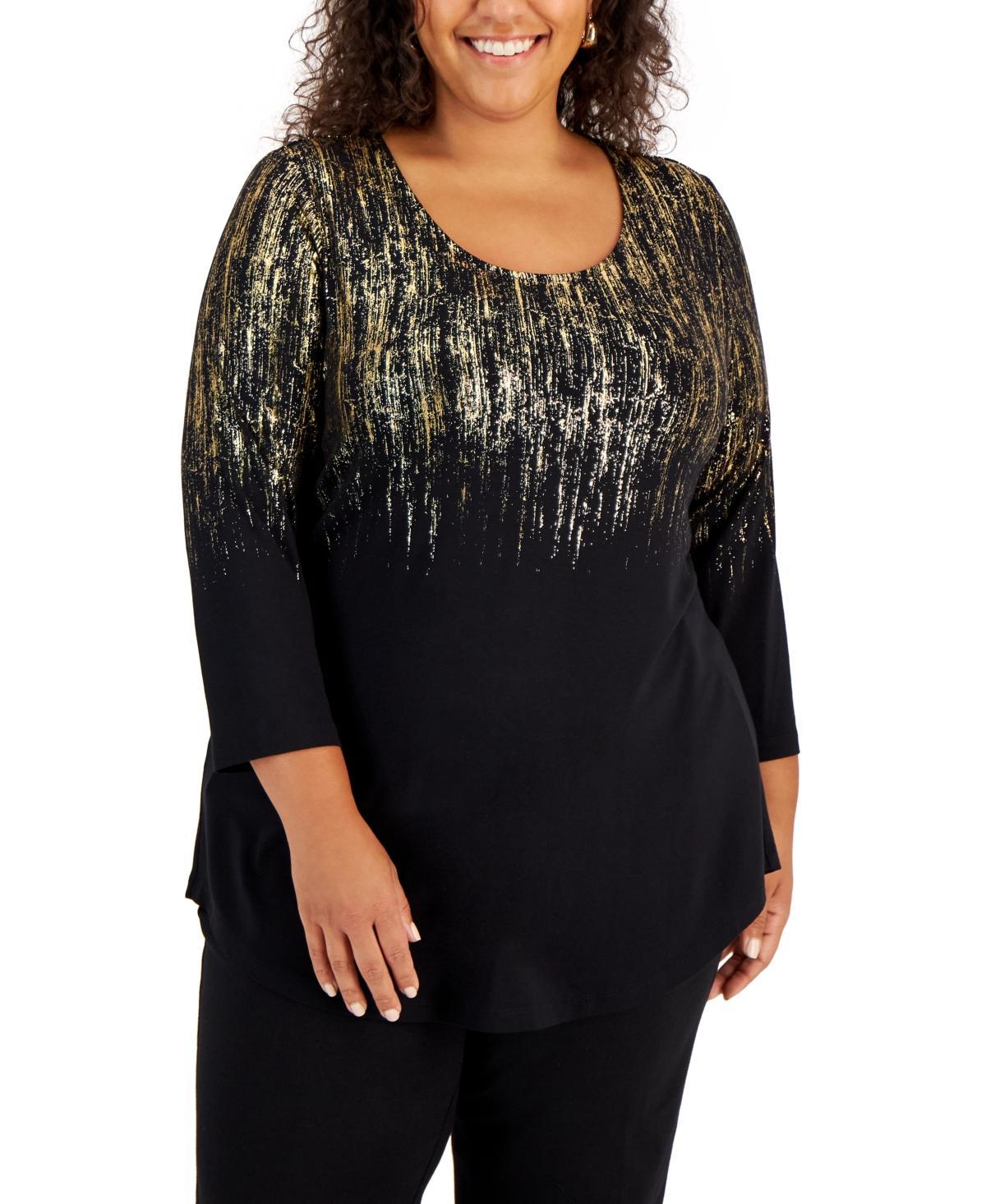 Jm Collection Plus Size Printed Top, Created for Macys Product Image