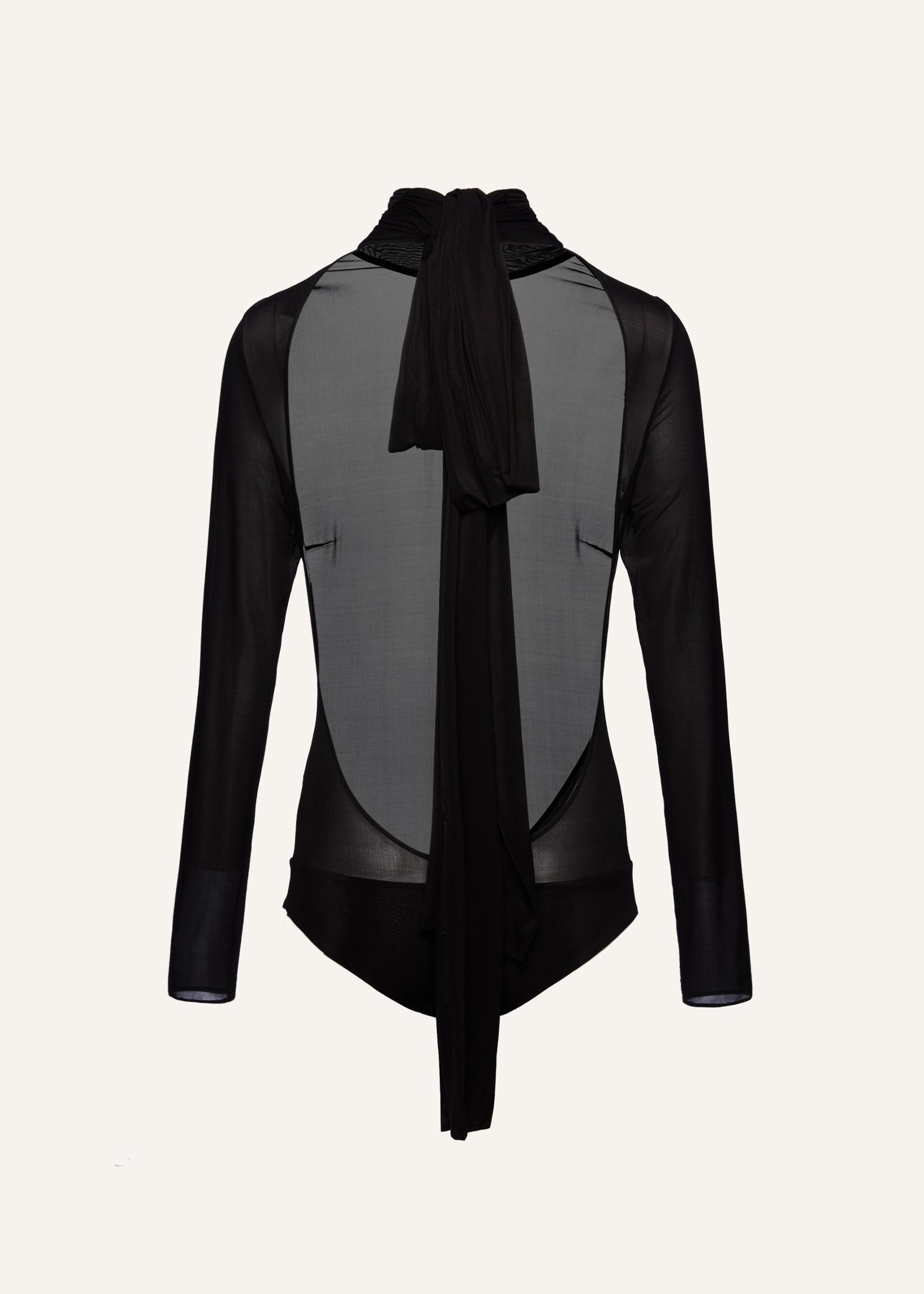 Sheer high neck bodysuit in black Product Image