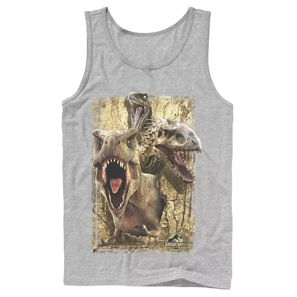 Men's Jurassic World T-Rex Indominus Rex & Raptor Tank Top,  Product Image