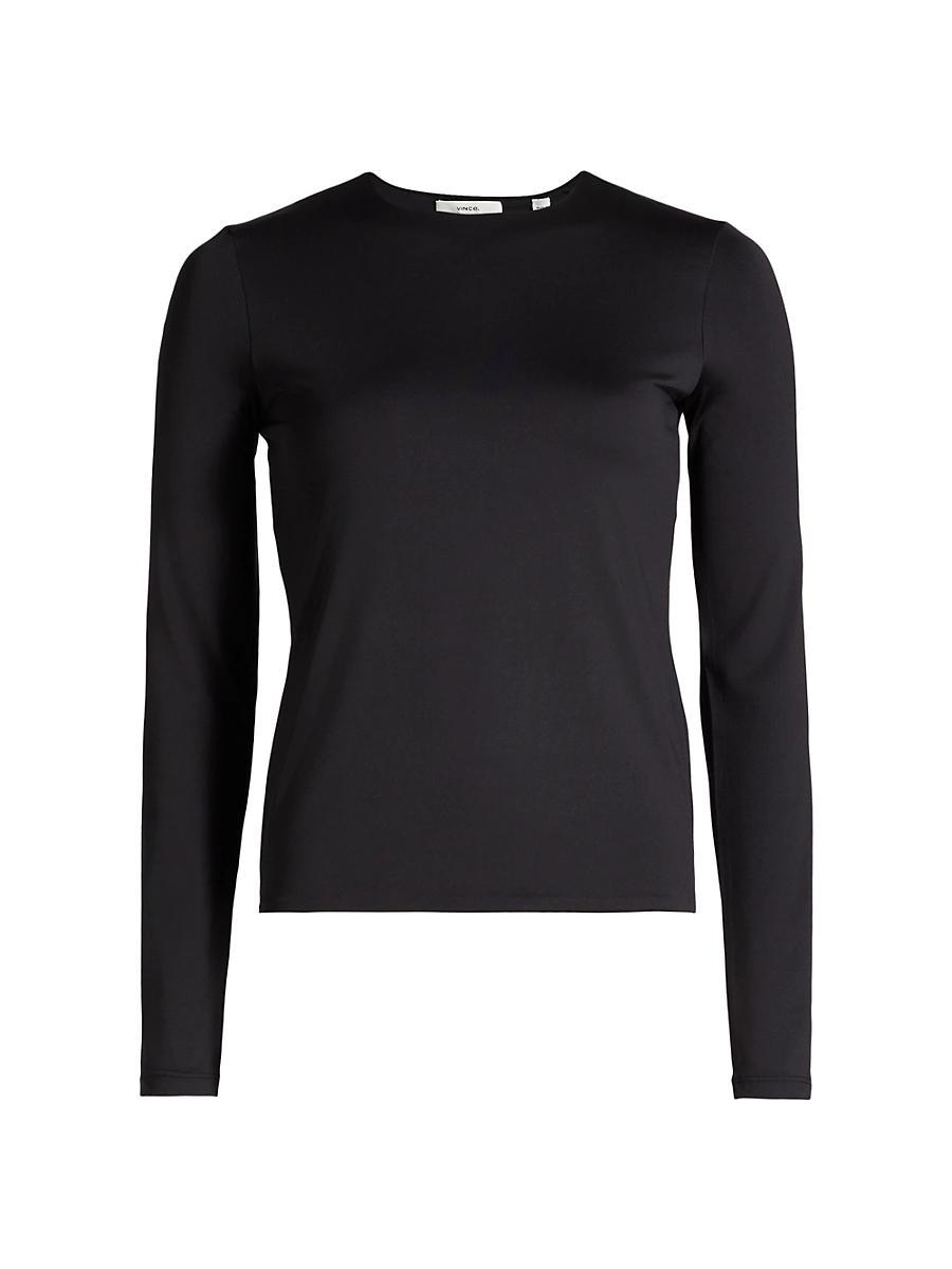 Womens Stretch-jersey Long-Sleeve T-Shirt, Black, Size XXS Vince Product Image