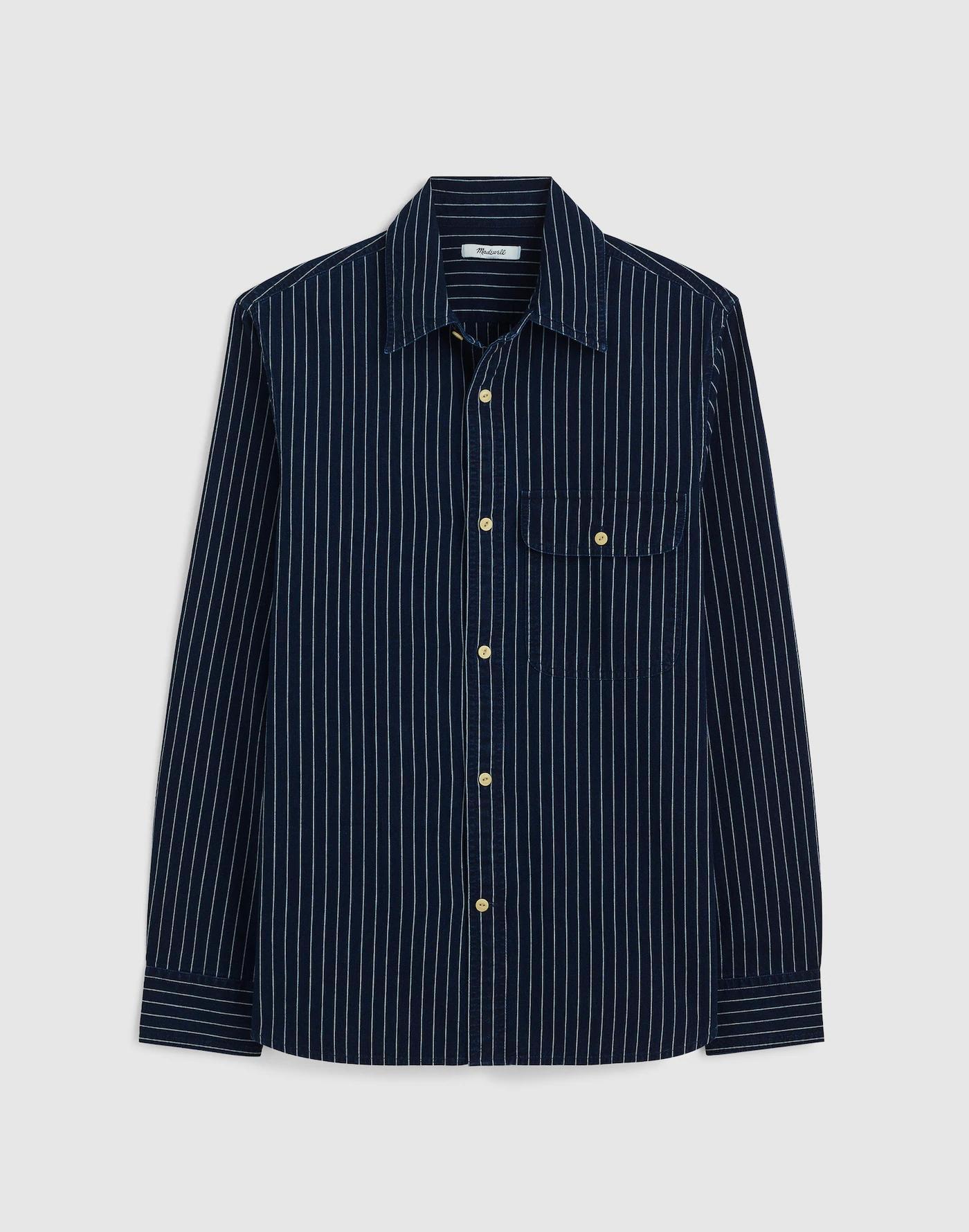 Indigo-Dyed Stripe Work Shirt Product Image