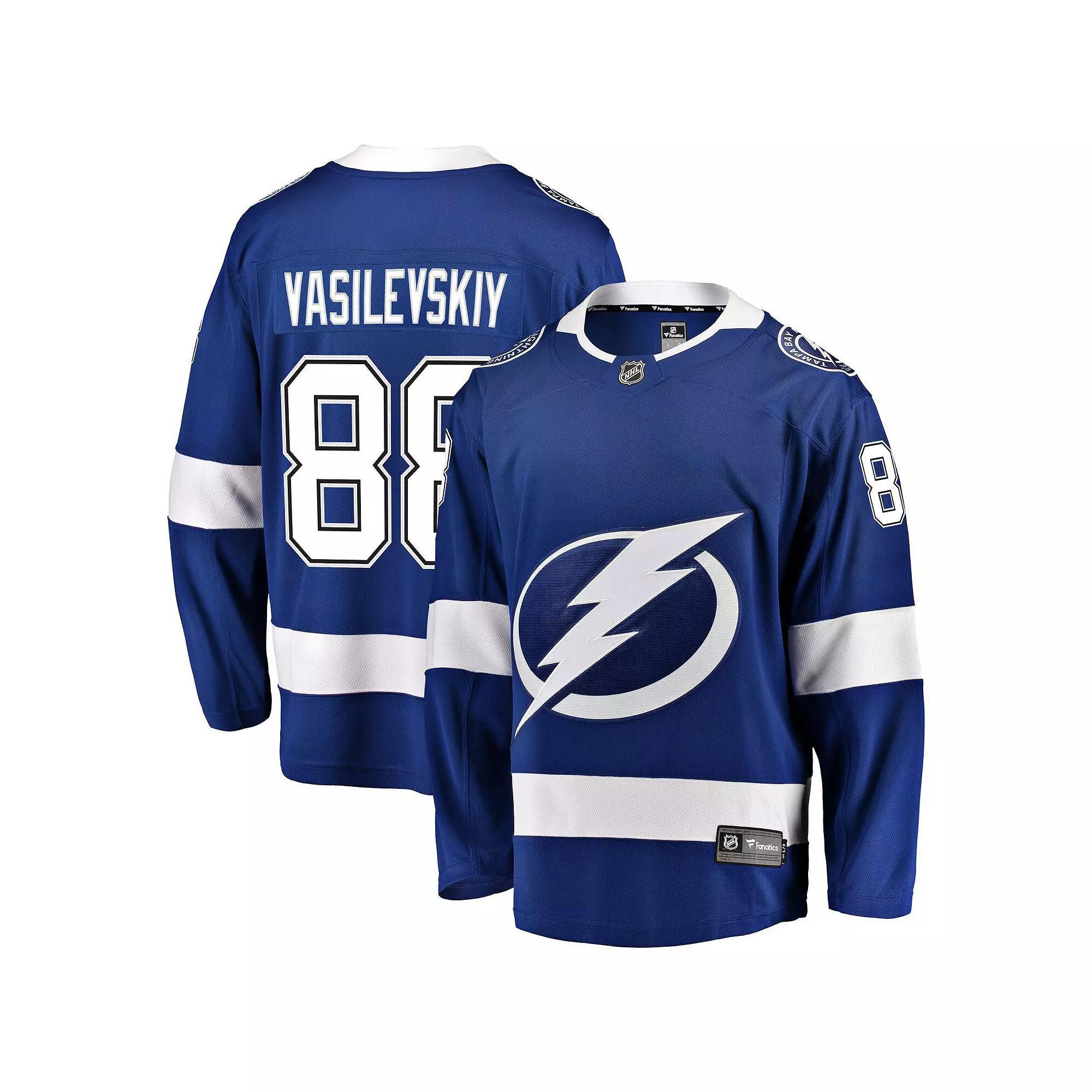 Men's Fanatics Branded Andrei Vasilevskiy Blue Tampa Bay Lightning Home Premier Breakaway Player Jersey, Size: XS, Lgh Blue Product Image